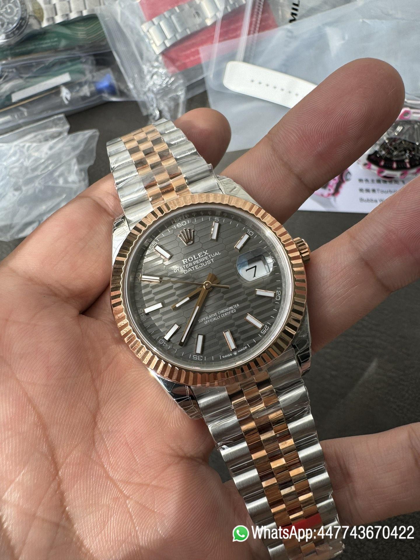 Super Clone Watch Datejust 41 M126331 0020 Grey Fluted Motif Dial Rose Gold and Oyster Steel Bracelet SH3235 Movement 02 Super Clone Watch Datejust 41 M126331 0020 Grey Fluted Motif Dial Rose Gold and Oyster Steel Bracelet SH3235 Movement 02