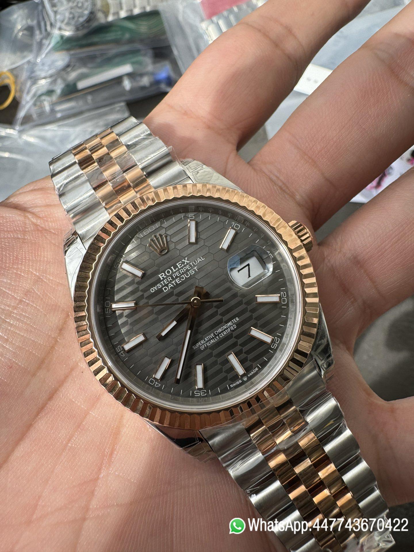 Super Clone Watch Datejust 41 M126331 0020 Grey Fluted Motif Dial Rose Gold and Oyster Steel Bracelet SH3235 Movement 04 Super Clone Watch Datejust 41 M126331 0020 Grey Fluted Motif Dial Rose Gold and Oyster Steel Bracelet SH3235 Movement 04