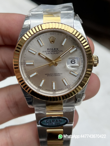Super Clone Watch Datejust 41 M126333 0001 Silver Dial Yellow Gold Fluted Bezel Yellow Gold and Steel Oyster Bracelet SH3235 Movement 000