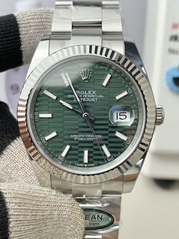 Clean Factory Watch Rolex Datejust 41 N126334 0029 Green Fluted Motif Dial 904L Steel Material Oyster Bracelet SH3235 Cabiler 00