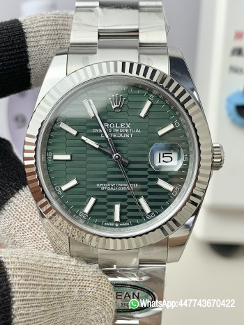 Super Clone Watch Rolex Datejust 41 N126334 0029 Green Fluted Motif Dial 904L Steel Material Oyster Bracelet SH3235 Cabiler 00