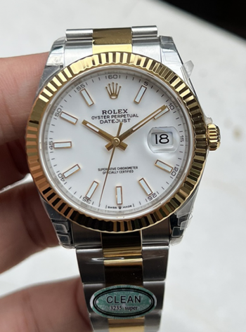 Clean Factory Watch Rolex Datejust 41mm 126333 White Dial Yellow Gold and Oystersteel Bracelet SH3235 Movement 000 1