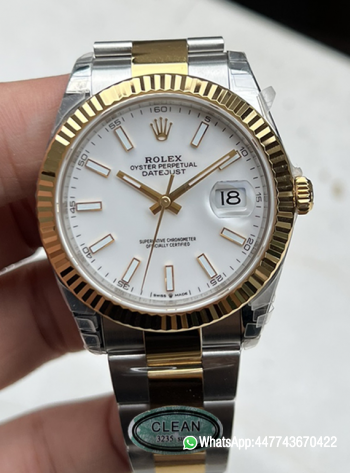 Super Clone Watch Rolex Datejust 41mm 126333 White Dial Yellow Gold and Oystersteel Bracelet SH3235 Movement 000 1