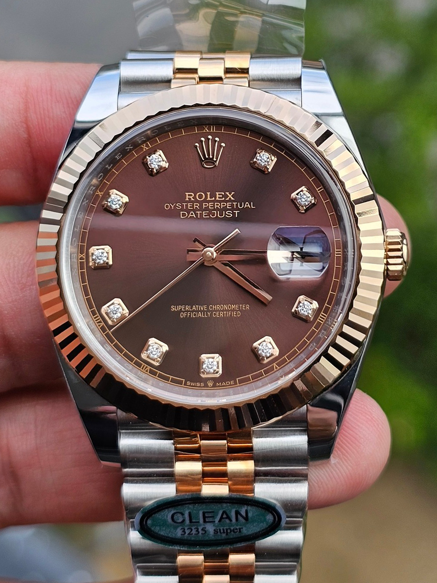 Victory Factory Datejust 41 M126331 0004 Chocolate Dial Diamonds Hour Markers Rose Gold and Steel Jubilee Band SH3235 Caliber 00000 Clean Factory Datejust 41 M126331 0004 Chocolate Dial Diamonds Hour Markers Rose Gold and Steel Jubilee Band SH3235 Caliber 00000
