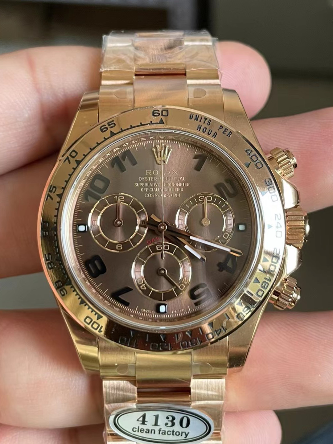 Victory Factory Daytona 116505 0011 Rose Gold Case Bracelet Chocolate Dial with Black Number Markers DD4130 Caliber Clean Factory Daytona 116505 0011 Rose Gold Case Bracelet Chocolate Dial with Black Number Markers DD4130 Caliber