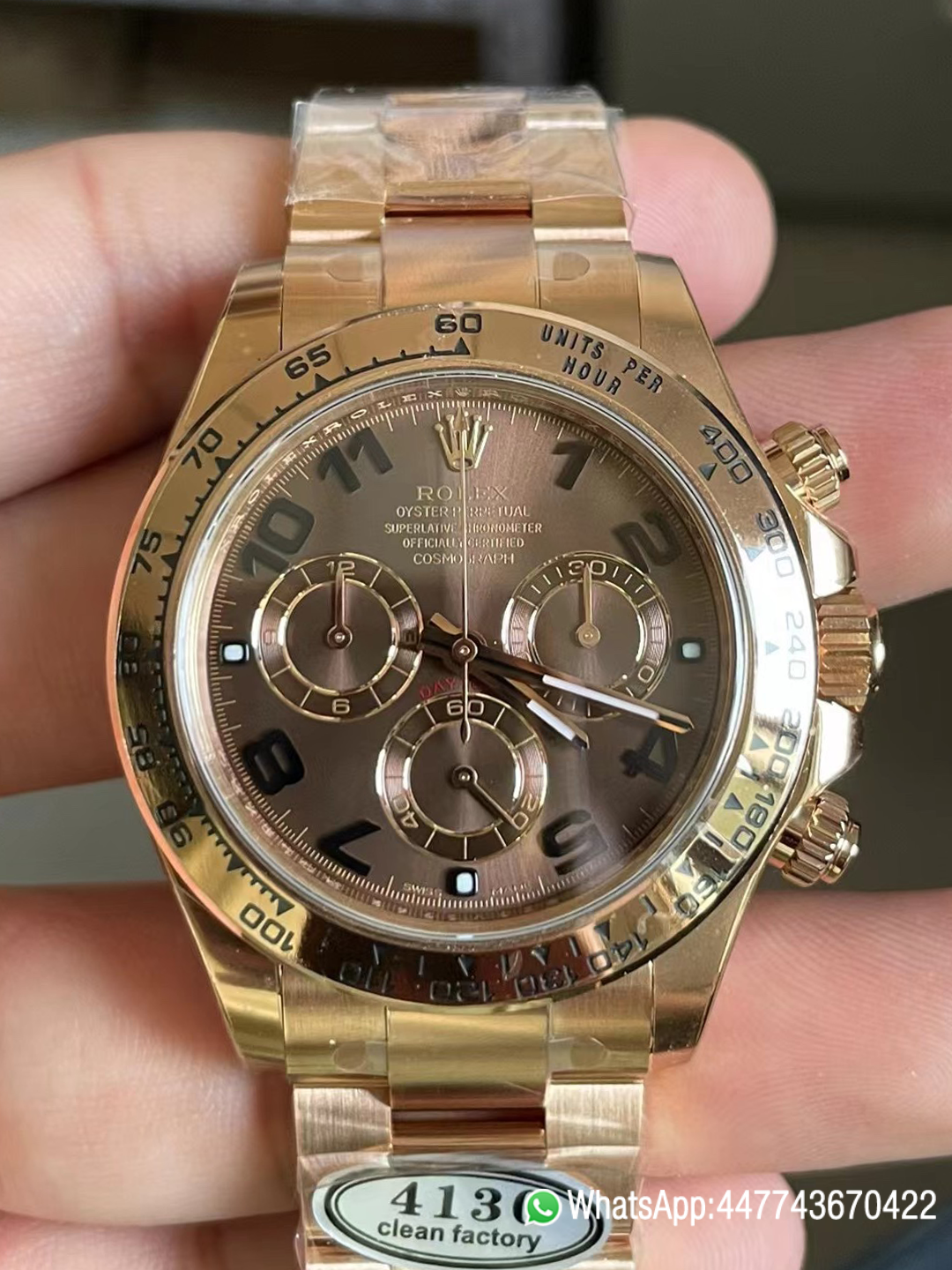 Super Clone Daytona 116505 0011 Rose Gold Case Bracelet Chocolate Dial with Black Number Markers DD4130 Caliber Super Clone Daytona 116505 0011 Rose Gold Case Bracelet Chocolate Dial with Black Number Markers DD4130 Caliber