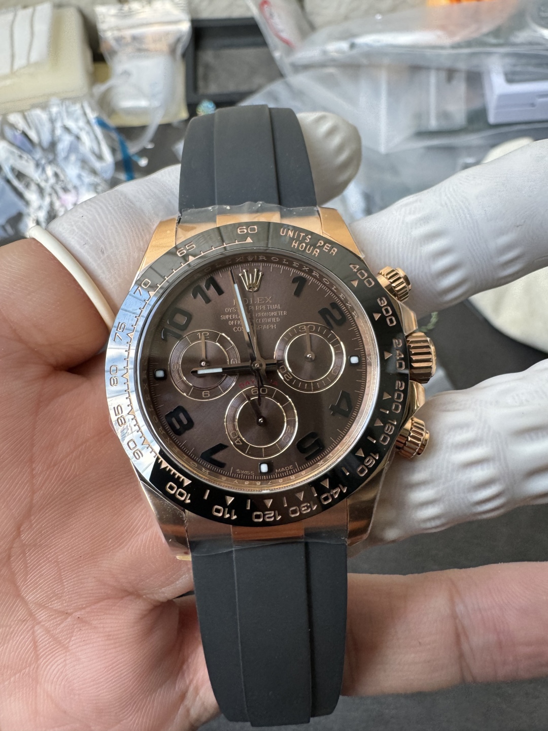 Victory Factory Rolex Daytona 116515LN Rose Gold Case Chocolate Dial with Black Number Markers Black Ceramic Bezel DD4130 Oysterflex Strap 02 Clean Factory Rolex Daytona 116515LN Rose Gold Case Chocolate Dial with Black Number Markers Black Ceramic Bezel DD4130 Oysterflex Strap 02