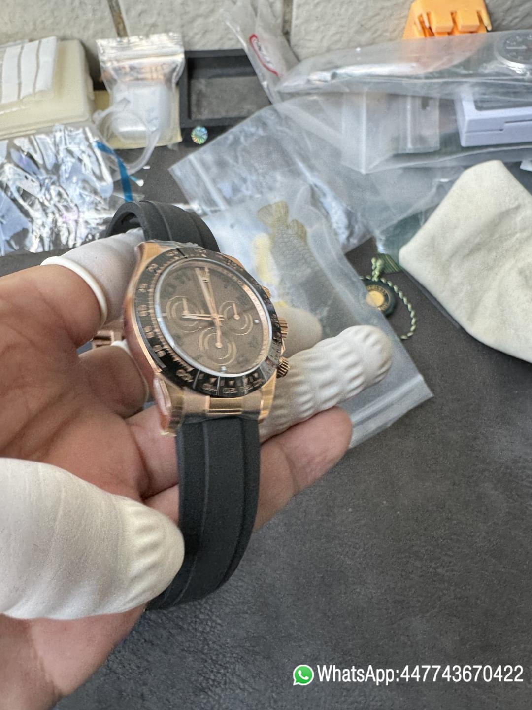 Super Clone Rolex Daytona 116515LN Rose Gold Case Chocolate Dial with Black Number Markers Black Ceramic Bezel DD4130 Oysterflex Strap 06 Super Clone Rolex Daytona 116515LN Rose Gold Case Chocolate Dial with Black Number Markers Black Ceramic Bezel DD4130 Oysterflex Strap 06