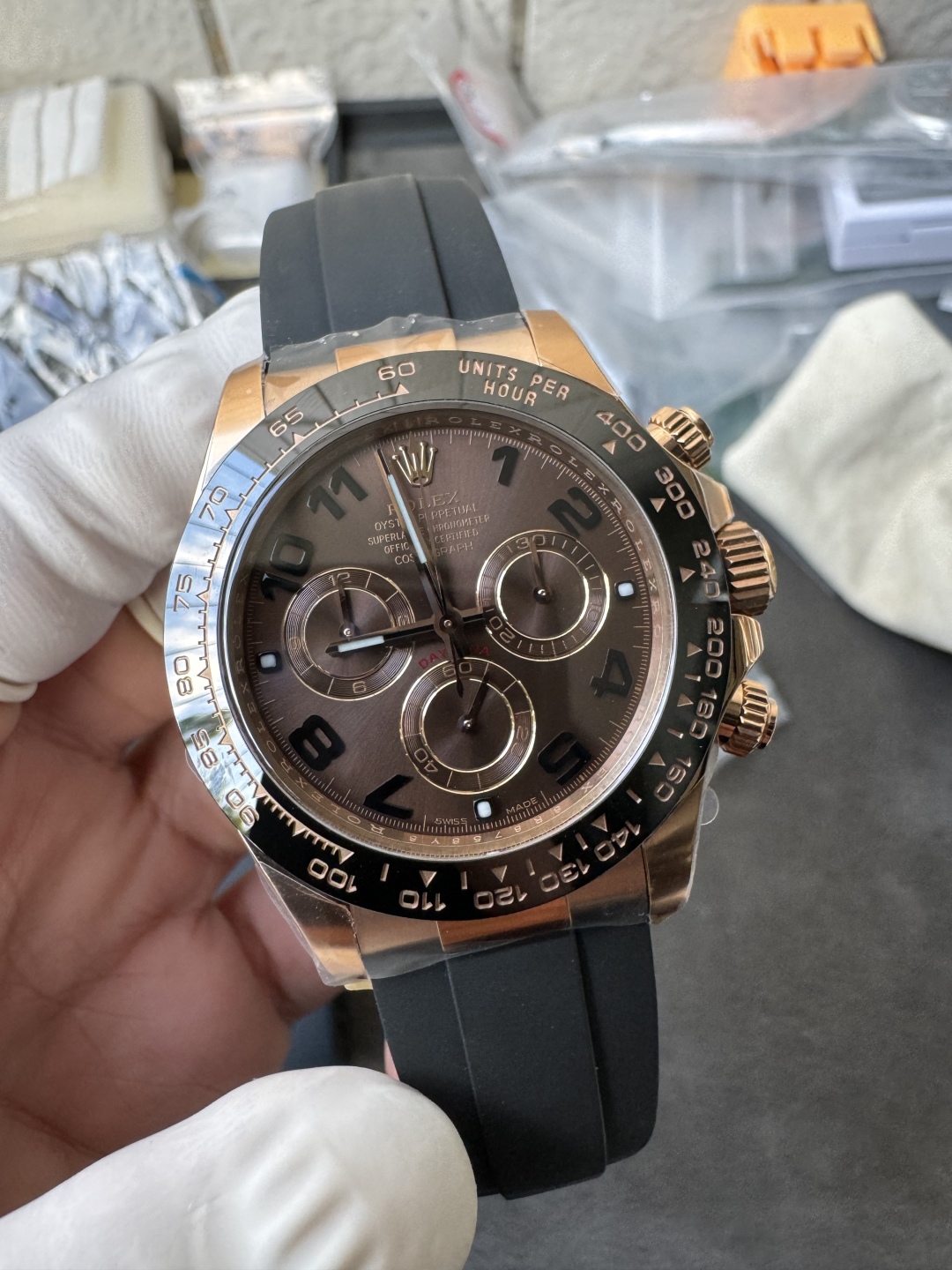 Victory Factory Rolex Daytona 116515LN Rose Gold Case Chocolate Dial with Black Number Markers Black Ceramic Bezel DD4130 Oysterflex Strap 08 Clean Factory Rolex Daytona 116515LN Rose Gold Case Chocolate Dial with Black Number Markers Black Ceramic Bezel DD4130 Oysterflex Strap 08
