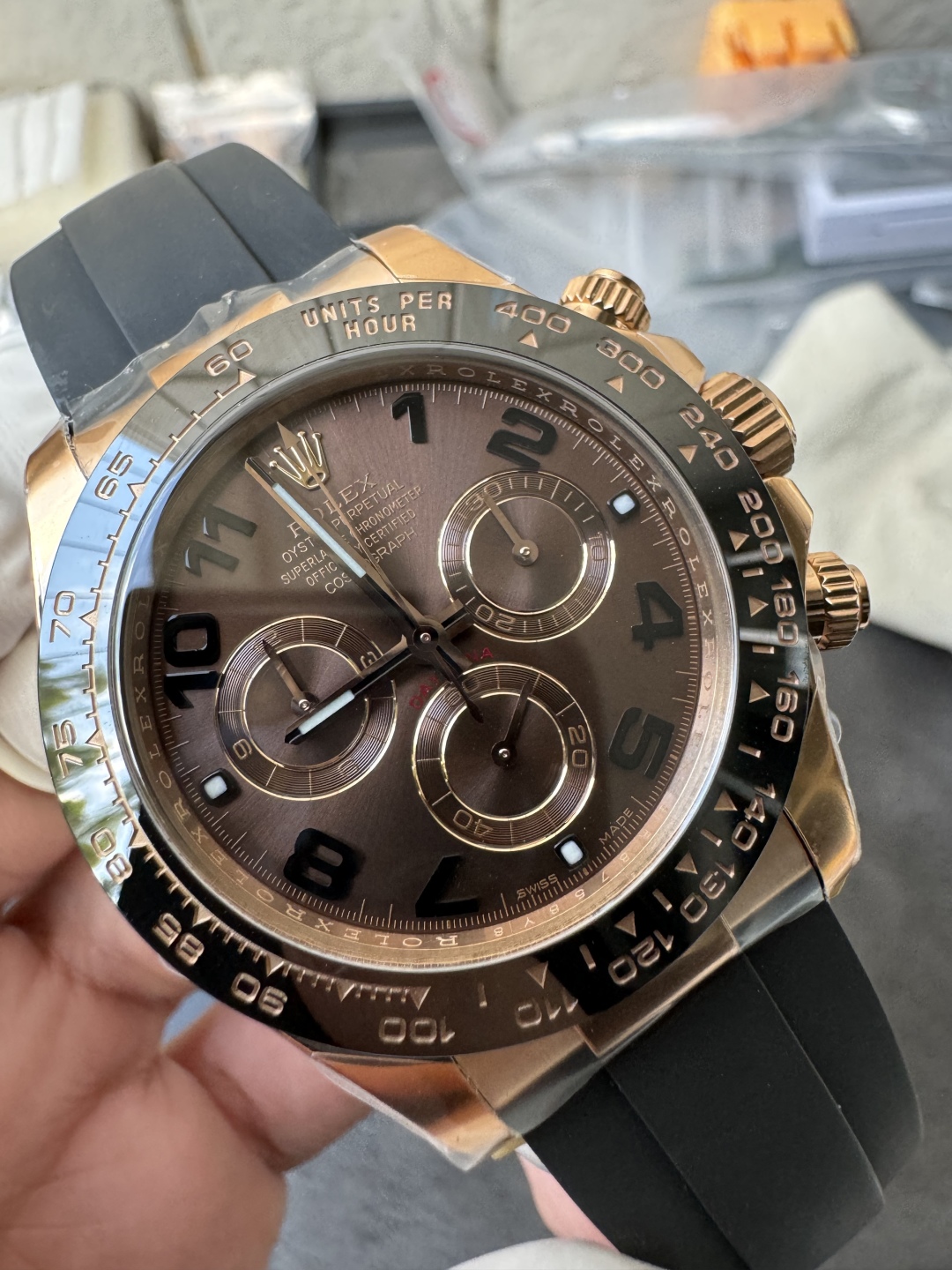 Victory Factory Rolex Daytona 116515LN Rose Gold Case Chocolate Dial with Black Number Markers Black Ceramic Bezel DD4130 Oysterflex Strap 10 Clean Factory Rolex Daytona 116515LN Rose Gold Case Chocolate Dial with Black Number Markers Black Ceramic Bezel DD4130 Oysterflex Strap 10