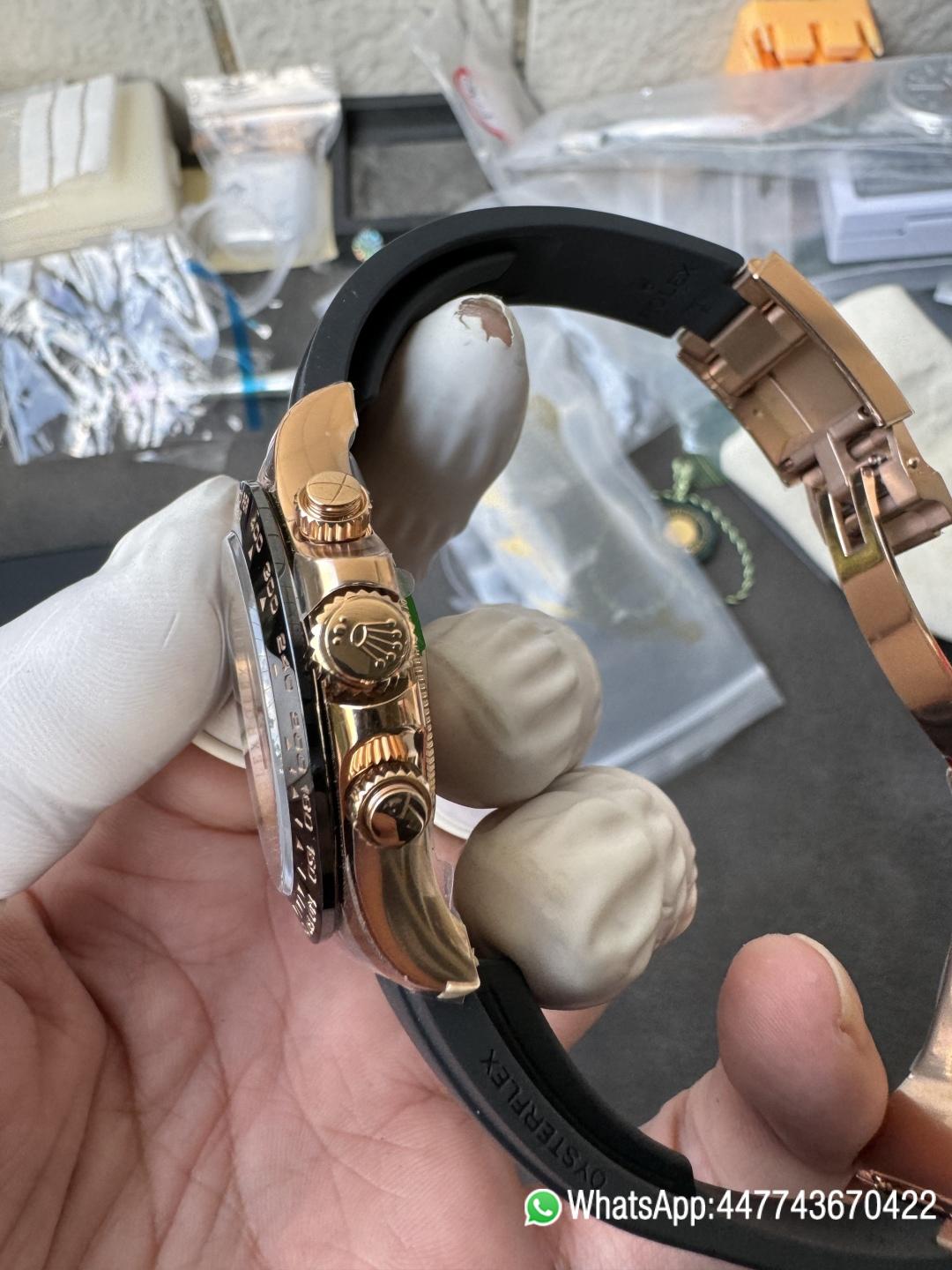 Super Clone Rolex Daytona 116515LN Rose Gold Case Chocolate Dial with Black Number Markers Black Ceramic Bezel DD4130 Oysterflex Strap 11 Super Clone Rolex Daytona 116515LN Rose Gold Case Chocolate Dial with Black Number Markers Black Ceramic Bezel DD4130 Oysterflex Strap 11