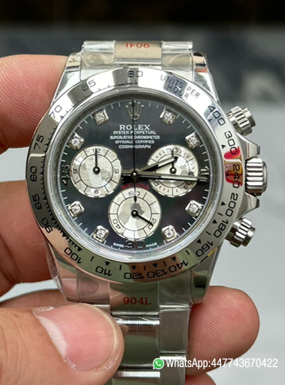 Super Clone Watch Daytona 116509 Black Mother of Pearl Dial Diamond Hors Markers SuperClone 4130 Movement 00000 Super Clone Watch Daytona 116509 Black Mother of Pearl Dial Diamond Hors Markers SuperClone 4130 Movement 00000