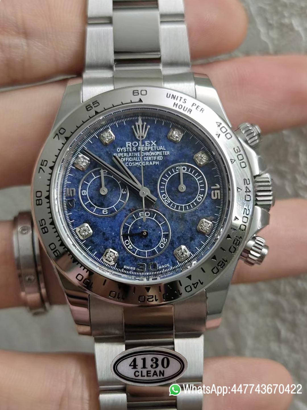 Super Clone Daytona 116519 Blue Sodalite Dial wtih Diamonds Indexes Based Super Clone DanDong 4130 Movement Oyster Bracelet 00 Super Clone Daytona 116519 Blue Sodalite Dial wtih Diamonds Indexes Based Super Clone DanDong 4130 Movement Oyster Bracelet 00