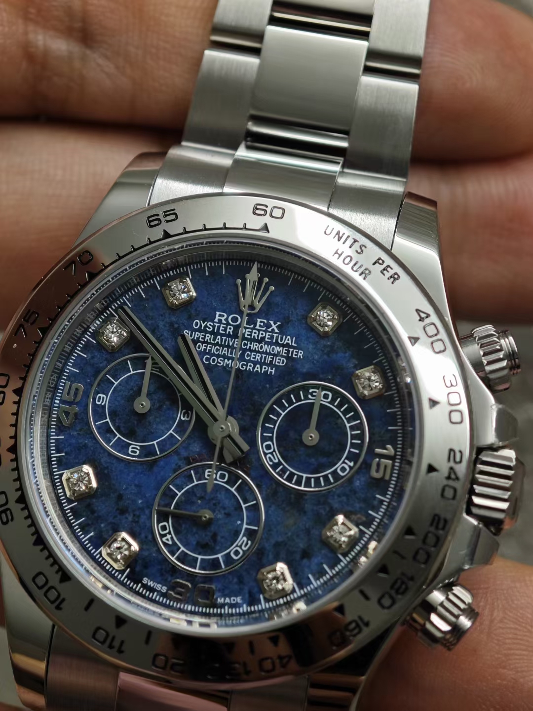Victory Factory Daytona 116519 Blue Sodalite Dial wtih Diamonds Indexes Based Super Clone DanDong 4130 Movement Oyster Bracelet 03 Clean Factory Daytona 116519 Blue Sodalite Dial wtih Diamonds Indexes Based Super Clone DanDong 4130 Movement Oyster Bracelet 03