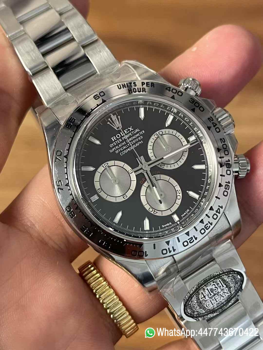 Super Clone Watches Daytona 126509 Black Dial Luminous Hour Markers Silver Chrono Sub Dial 904L Steel Case Oyster Bracelet SH4131 Movement 02 Super Clone Watches Daytona 126509 Black Dial Luminous Hour Markers Silver Chrono Sub Dial 904L Steel Case Oyster Bracelet SH4131 Movement 02
