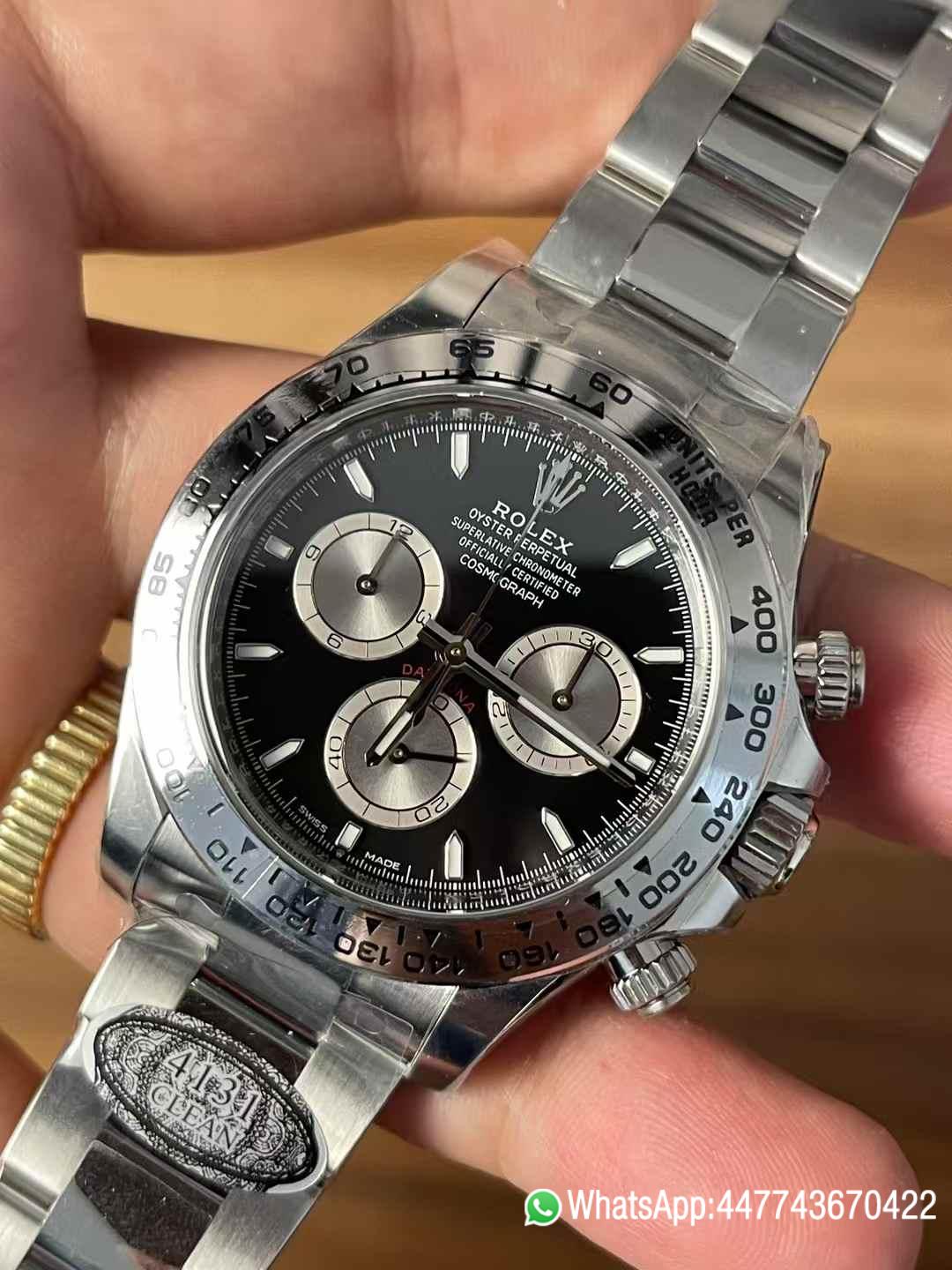 Super Clone Watches Daytona 126509 Black Dial Luminous Hour Markers Silver Chrono Sub Dial 904L Steel Case Oyster Bracelet SH4131 Movement 03 Super Clone Watches Daytona 126509 Black Dial Luminous Hour Markers Silver Chrono Sub Dial 904L Steel Case Oyster Bracelet SH4131 Movement 03