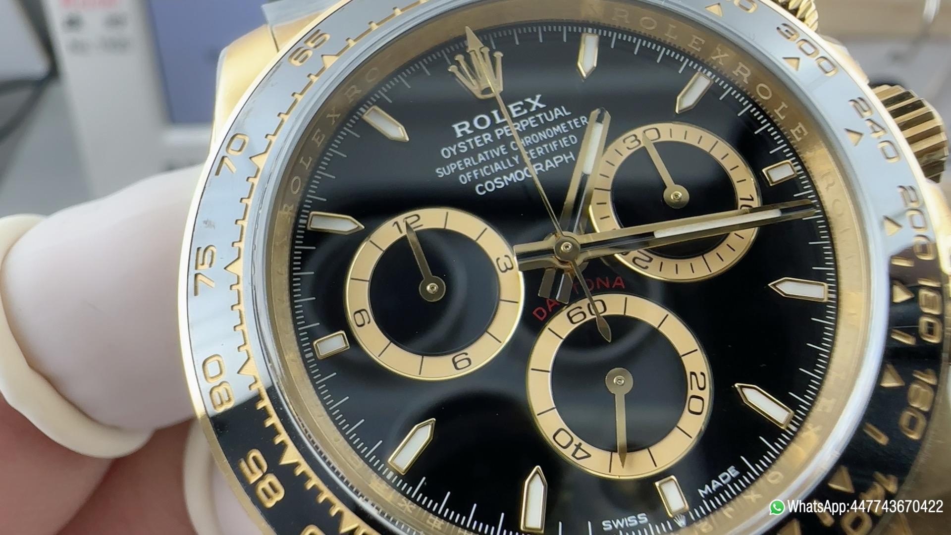 Super Clone Watches Rolex Daytona 126518 Black Dial Luminos Hour Markers Yellow Gold Case Black Ceramic Bezel Oysterflex Strap 4131 Caliber 05 Super Clone Watches Rolex Daytona 126518 Black Dial Luminos Hour Markers Yellow Gold Case Black Ceramic Bezel Oysterflex Strap 4131 Caliber 05