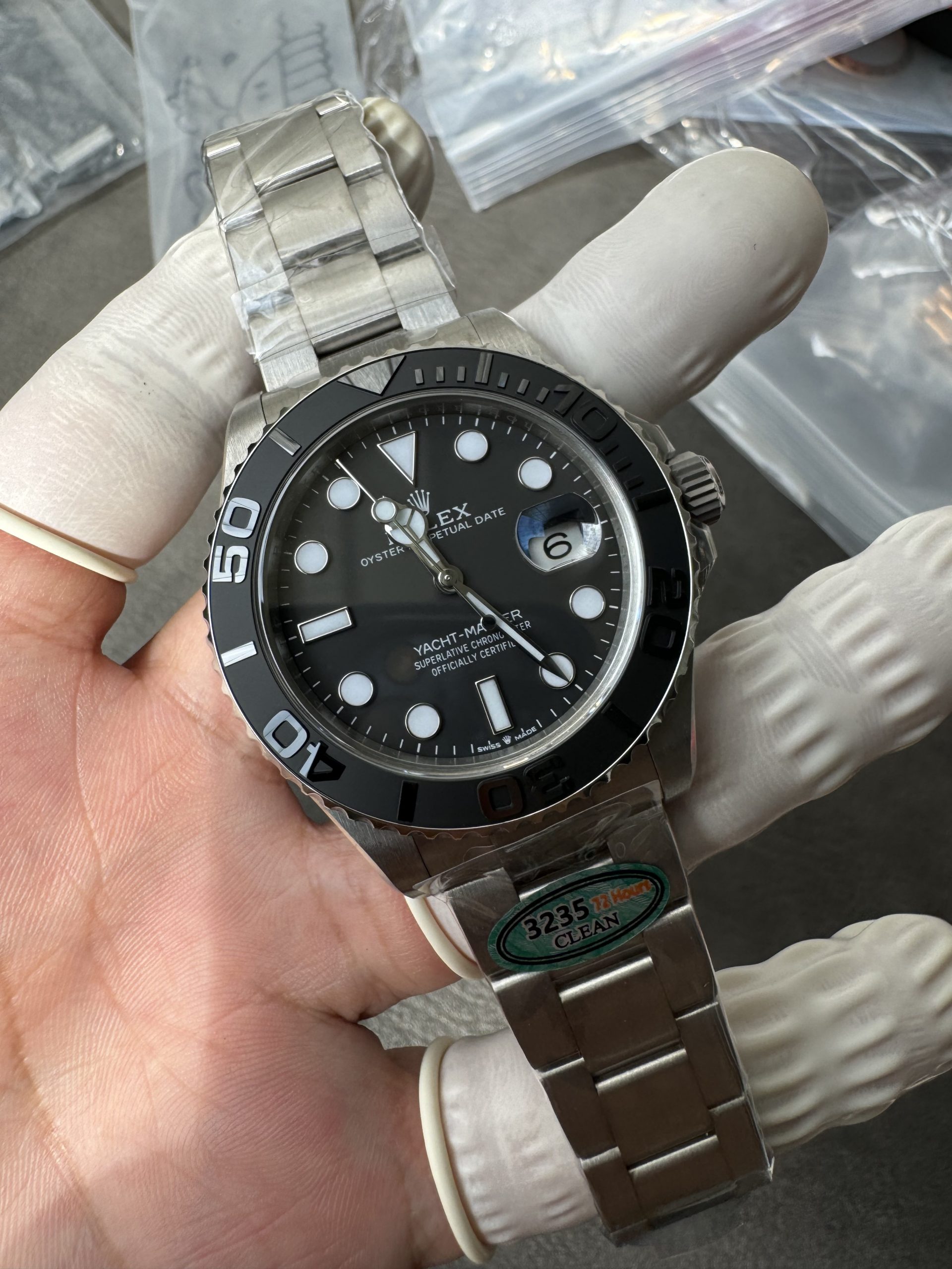 Victory Factory Watches Yacht Master 226627 Titanium Case and Bracelet Black Dial Black Ceramic Bezel Blue Luminous Hour Markers ShangHai 3235 Movement 09 Clean Factory Watches Yacht Master 226627 Titanium Case and Bracelet Black Dial Black Ceramic Bezel Blue Luminous Hour Markers ShangHai 3235 Movement 09
