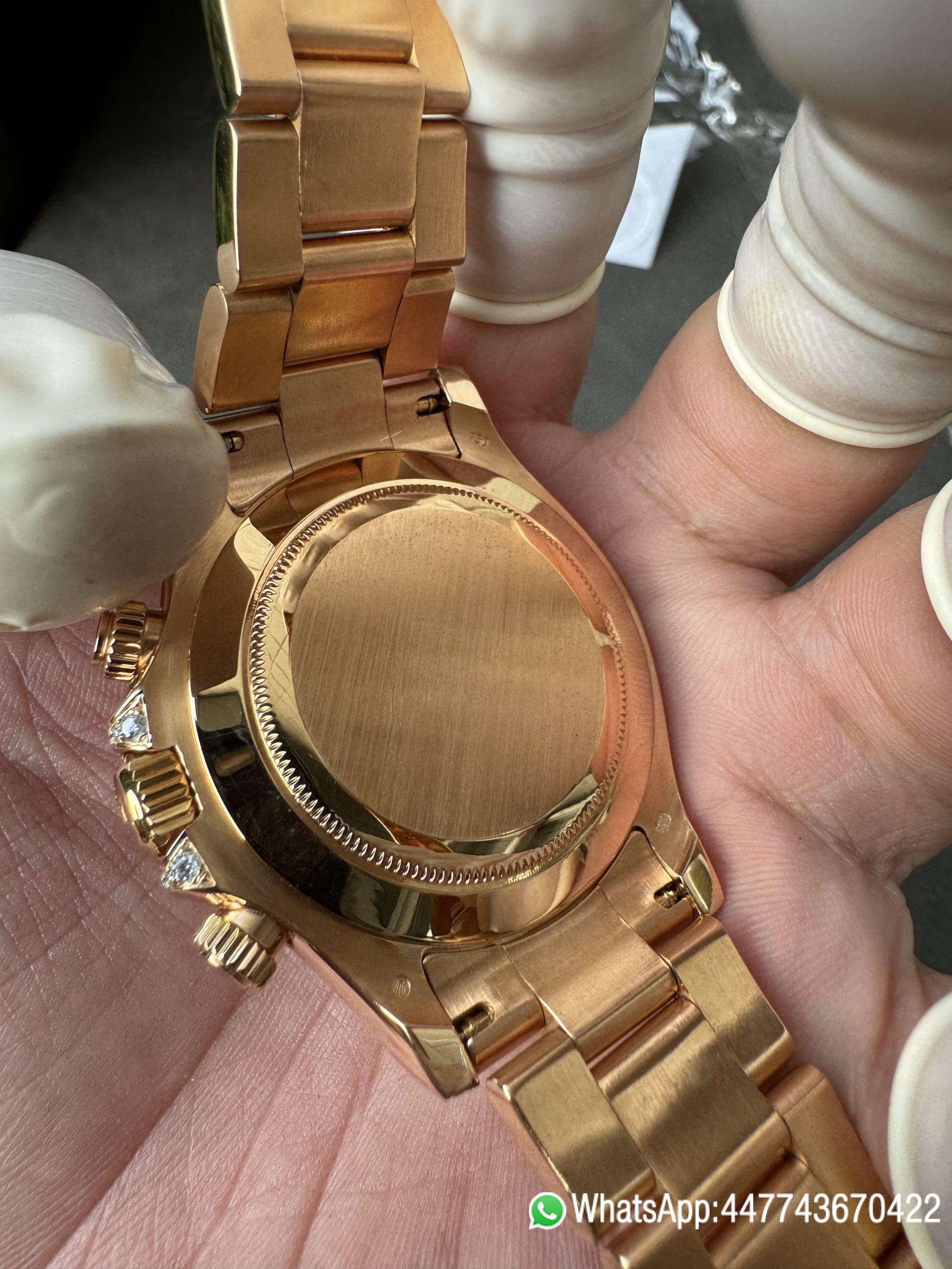 Super Clone Rolex Custom SuperClone ICE Out Daytona 126595TBR Rose Gold Case Set with Diamonds Pink Dial with Diamond Indexs 4131 Movement 14 Super Clone Rolex Custom SuperClone ICE Out Daytona 126595TBR Rose Gold Case Set with Diamonds Pink Dial with Diamond Indexs 4131 Movement 14