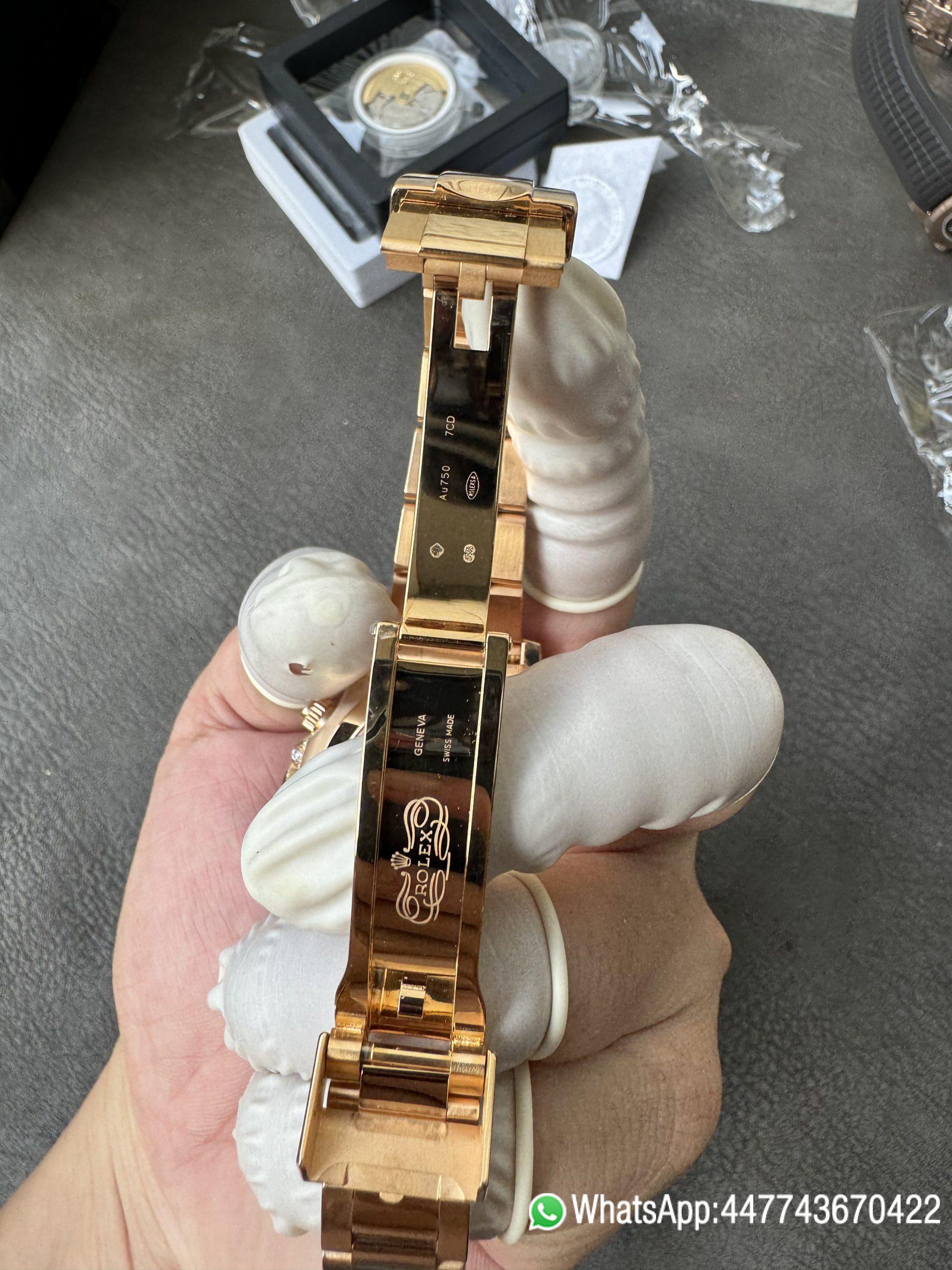 Super Clone Rolex Custom SuperClone ICE Out Daytona 126595TBR Rose Gold Case Set with Diamonds Pink Dial with Diamond Indexs 4131 Movement 15 Super Clone Rolex Custom SuperClone ICE Out Daytona 126595TBR Rose Gold Case Set with Diamonds Pink Dial with Diamond Indexs 4131 Movement 15