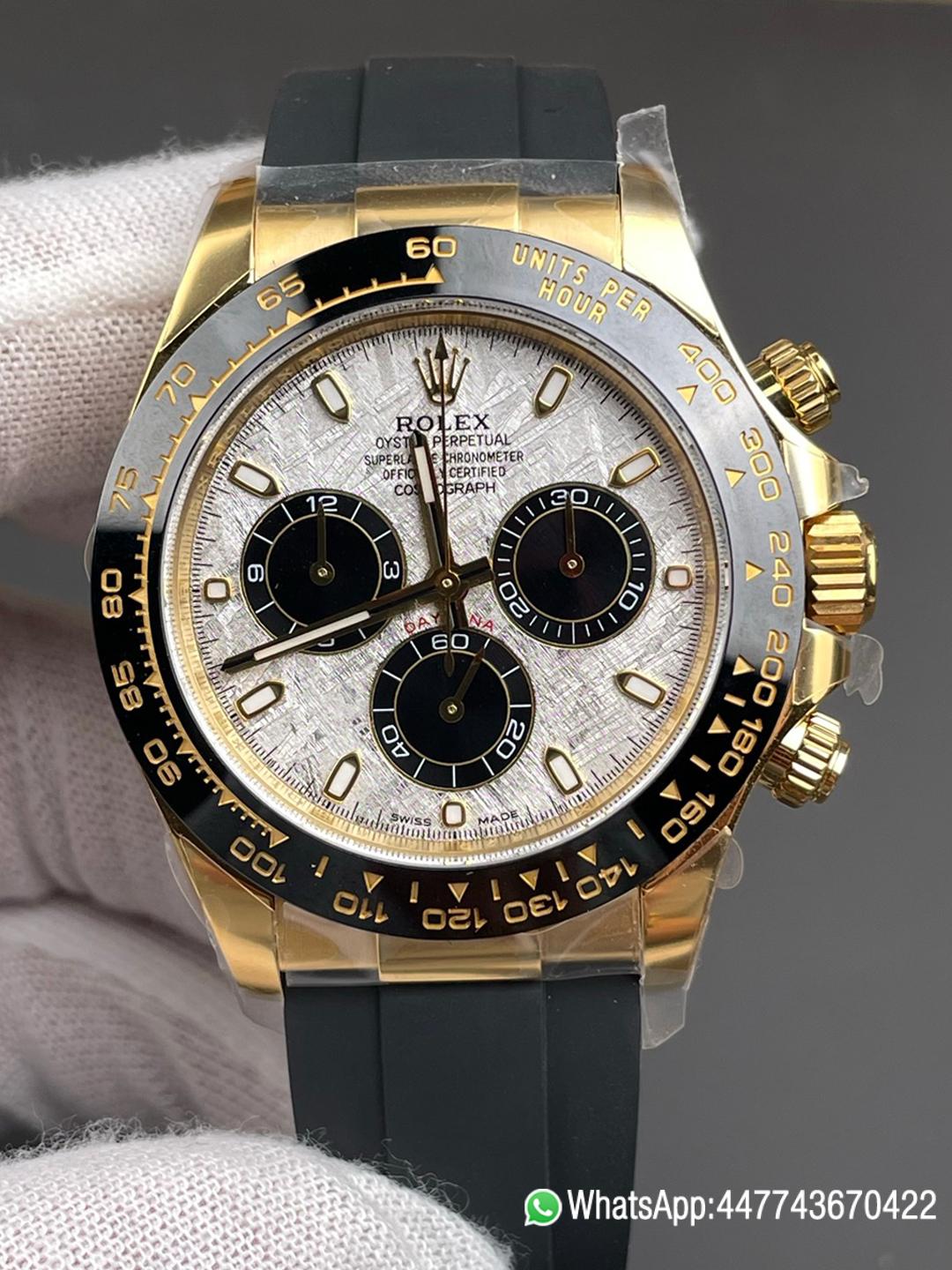 Super Clone Watch Daytona 116518LN Meteorite Dial Black Chrono Sub Dial Yellow Gold Case Oysterflex Strap DD4130 Movement 01 1 Super Clone Watch Daytona 116518LN Meteorite Dial Black Chrono Sub Dial Yellow Gold Case Oysterflex Strap DD4130 Movement 01 1