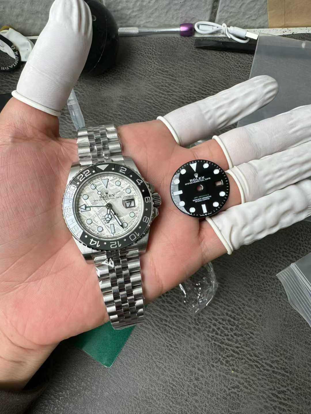 Victory Factory GMT Master II Bruce Wayne 126710GRNR Meteorite Dial Black Gray Ceramic Bezel Green GMT Hand Jubilee Bracelet DD3285 Movement 01 Clean Factory GMT Master II Bruce Wayne 126710GRNR Meteorite Dial Black Gray Ceramic Bezel Green GMT Hand Jubilee Bracelet DD3285 Movement 01
