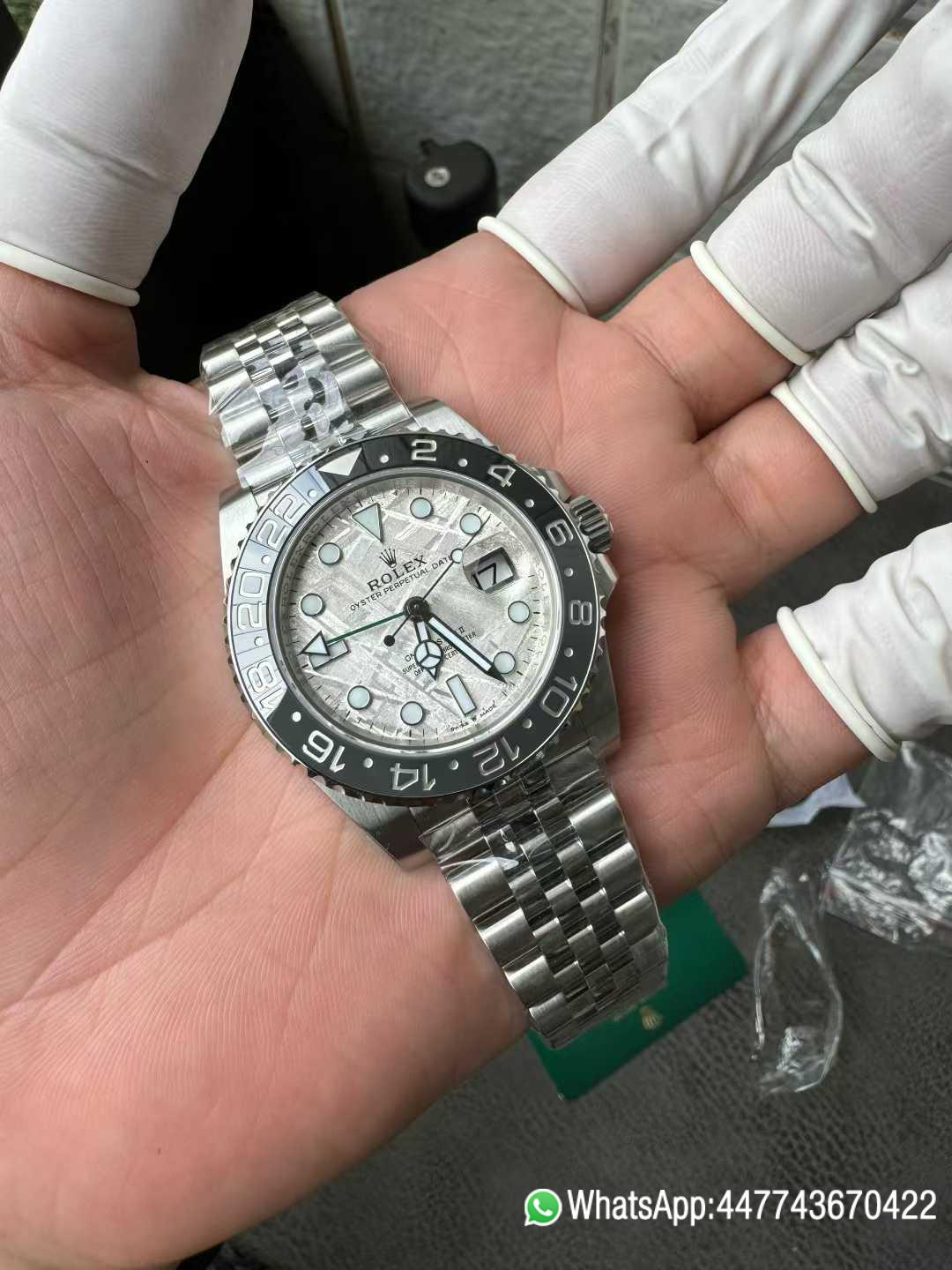 Super Clone GMT Master II Bruce Wayne 126710GRNR Meteorite Dial Black Gray Ceramic Bezel Green GMT Hand Jubilee Bracelet DD3285 Movement 02 Super Clone GMT Master II Bruce Wayne 126710GRNR Meteorite Dial Black Gray Ceramic Bezel Green GMT Hand Jubilee Bracelet DD3285 Movement 02