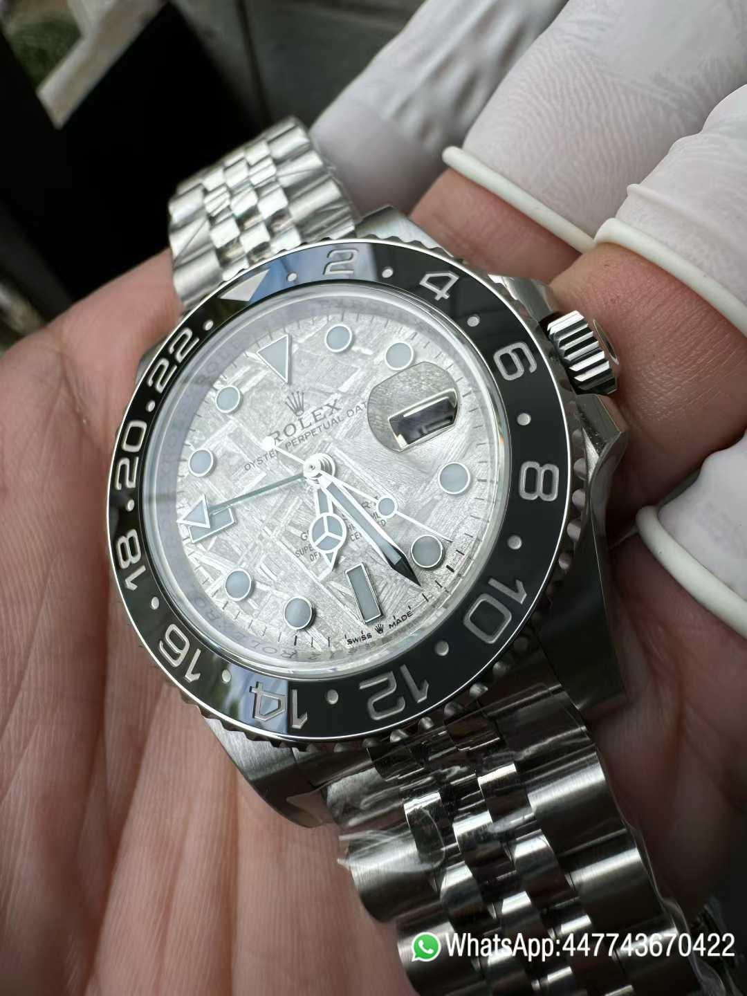 Super Clone GMT Master II Bruce Wayne 126710GRNR Meteorite Dial Black Gray Ceramic Bezel Green GMT Hand Jubilee Bracelet DD3285 Movement 04 Super Clone GMT Master II Bruce Wayne 126710GRNR Meteorite Dial Black Gray Ceramic Bezel Green GMT Hand Jubilee Bracelet DD3285 Movement 04