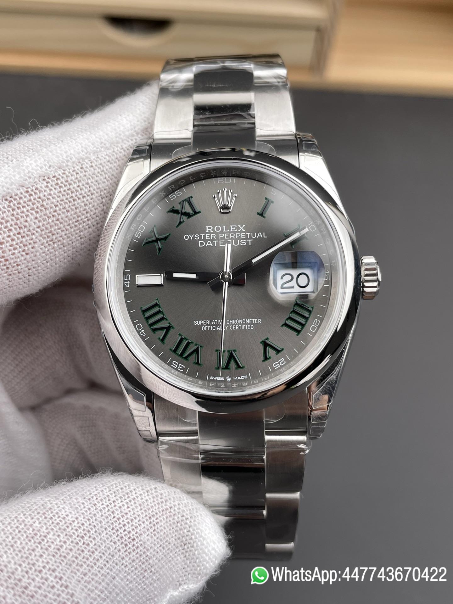 Super Clone Watch Datejust 36 Wimbledon Ref 126200 Gray Dail with Roma Hour Markers Smooth Bezel DanDong 3235 Movement 72 Hours PW 01 Super Clone Watch Datejust 36 Wimbledon Ref 126200 Gray Dail with Roma Hour Markers Smooth Bezel DanDong 3235 Movement 72 Hours PW 01