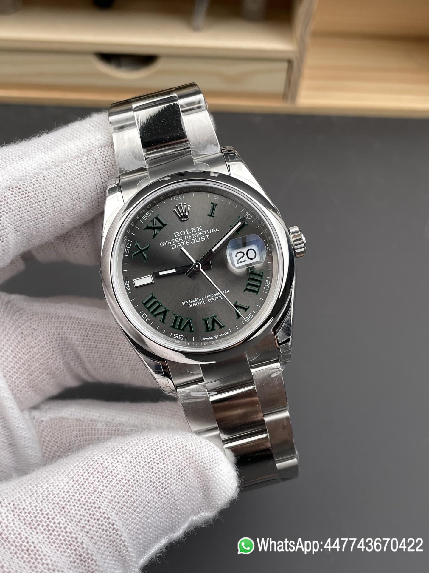 Super Clone Watch Datejust 36 Wimbledon Ref 126200 Gray Dail with Roma Hour Markers Smooth Bezel DanDong 3235 Movement 72 Hours PW 02 Super Clone Watch Datejust 36 Wimbledon Ref 126200 Gray Dail with Roma Hour Markers Smooth Bezel DanDong 3235 Movement 72 Hours PW 02