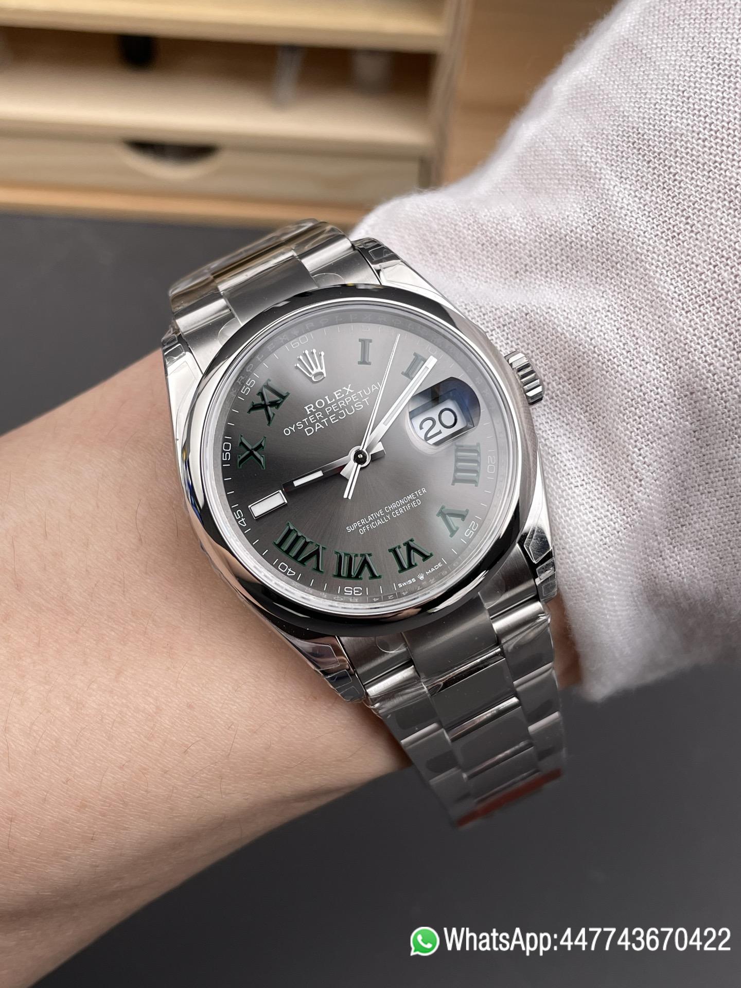 Super Clone Watch Datejust 36 Wimbledon Ref 126200 Gray Dail with Roma Hour Markers Smooth Bezel DanDong 3235 Movement 72 Hours PW 09 Super Clone Watch Datejust 36 Wimbledon Ref 126200 Gray Dail with Roma Hour Markers Smooth Bezel DanDong 3235 Movement 72 Hours PW 09