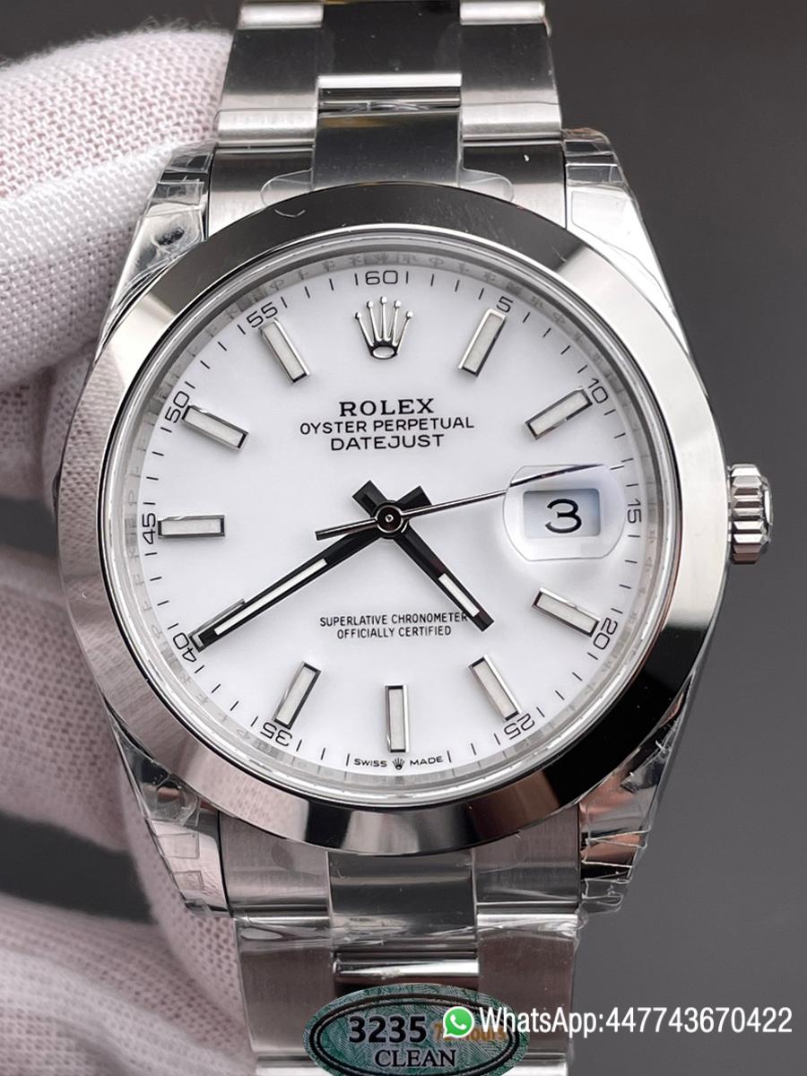 Super Clone Watch Datejust 41 Ref.126300 White Dial Smooth Bezel 904L Steel Material Oyster Bracelet DanDong 3235 Movement 72 Hours PW 00 Super Clone Watch Datejust 41 Ref.126300 White Dial Smooth Bezel 904L Steel Material Oyster Bracelet DanDong 3235 Movement 72 Hours PW 00