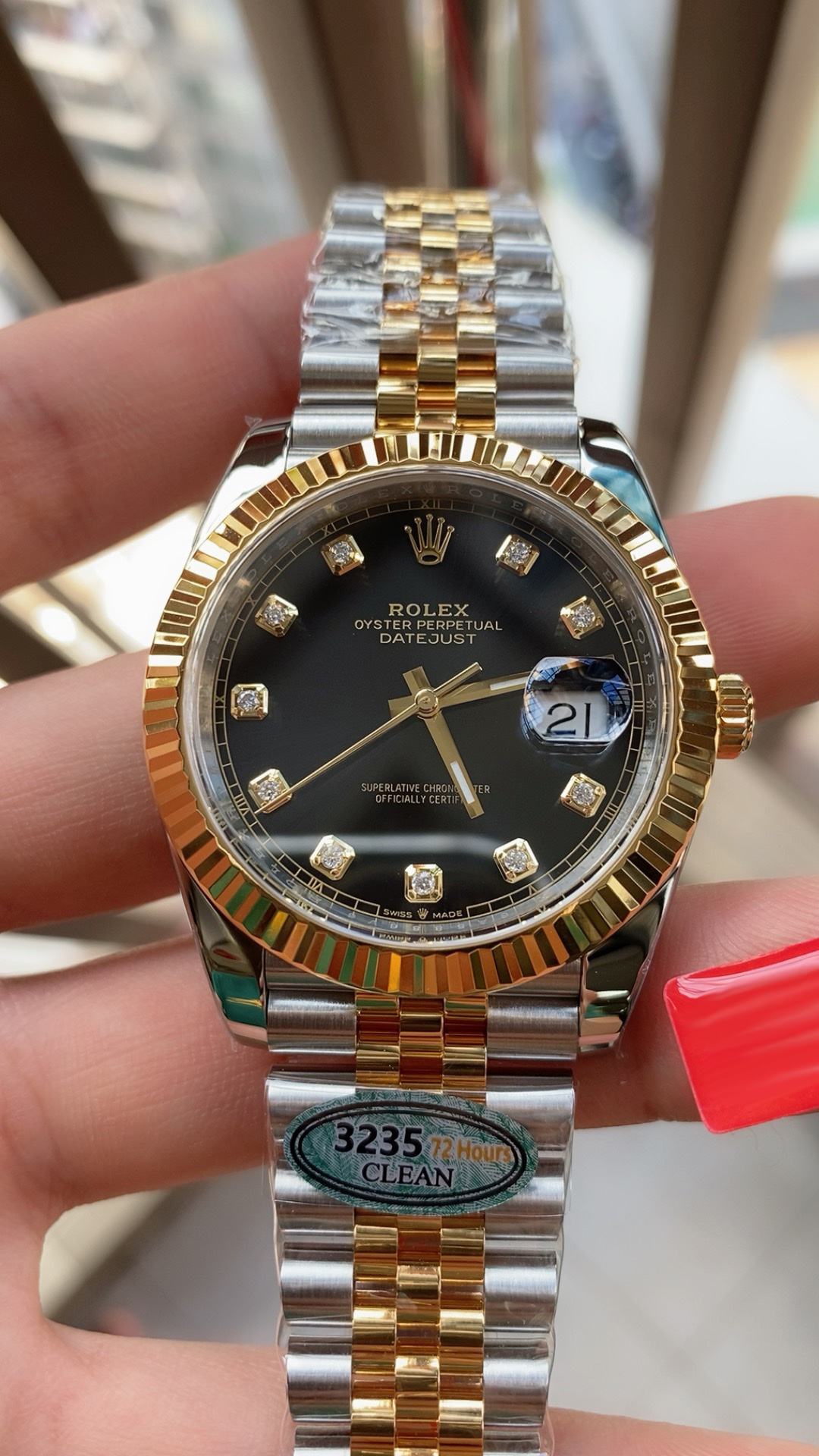 Victory Factory Watch Datejust 41mm Ref 126333 Oystersteel and Yellow Gold Black Dial with Diamonds Indexes DanDong 3235 Movement 01 Clean Factory Watch Datejust 41mm Ref 126333 Oystersteel and Yellow Gold Black Dial with Diamonds Indexes DanDong 3235 Movement 01