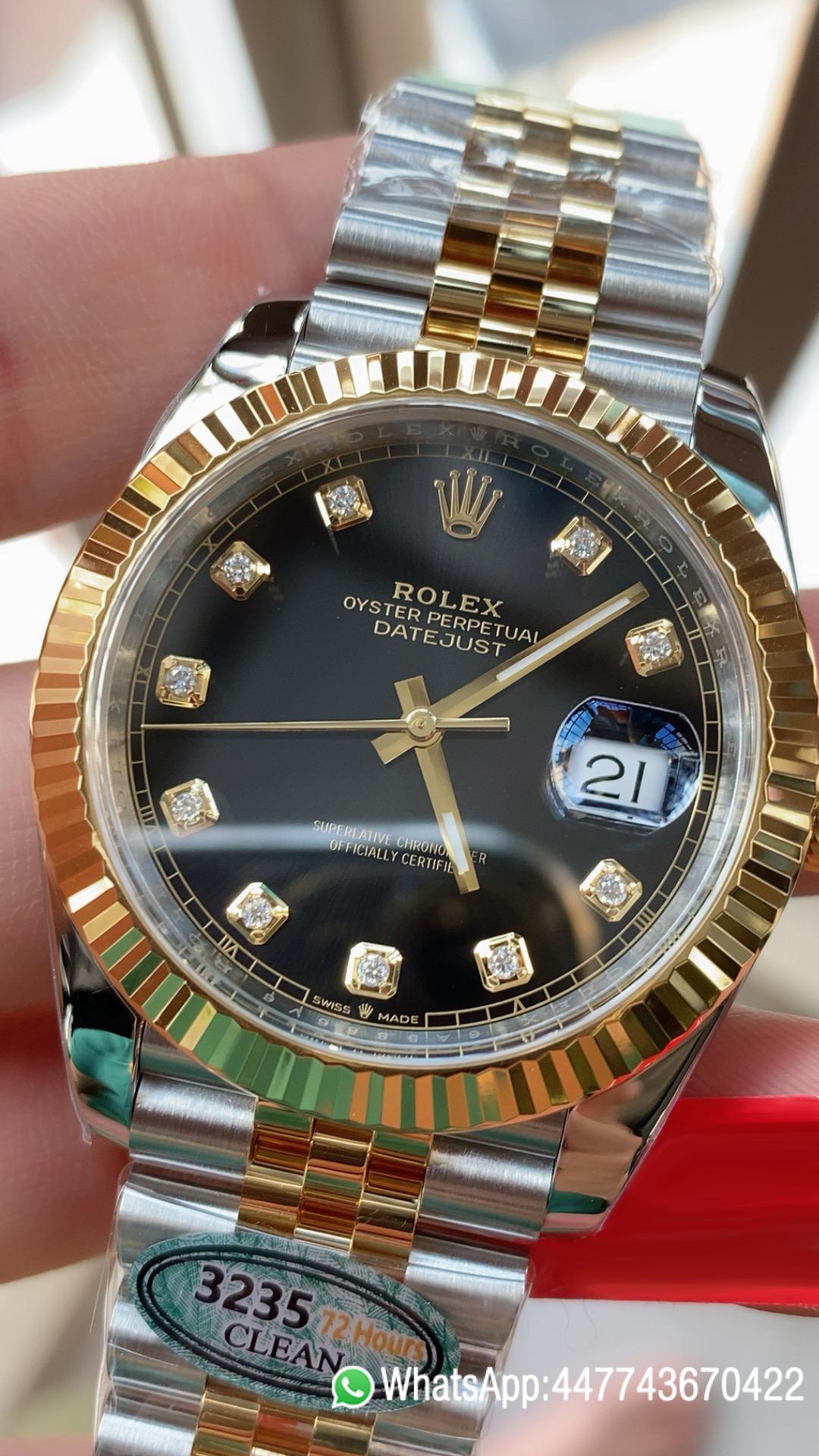 Super Clone Watch Datejust 41mm Ref 126333 Oystersteel and Yellow Gold Black Dial with Diamonds Indexes DanDong 3235 Movement 02 Super Clone Watch Datejust 41mm Ref 126333 Oystersteel and Yellow Gold Black Dial with Diamonds Indexes DanDong 3235 Movement 02