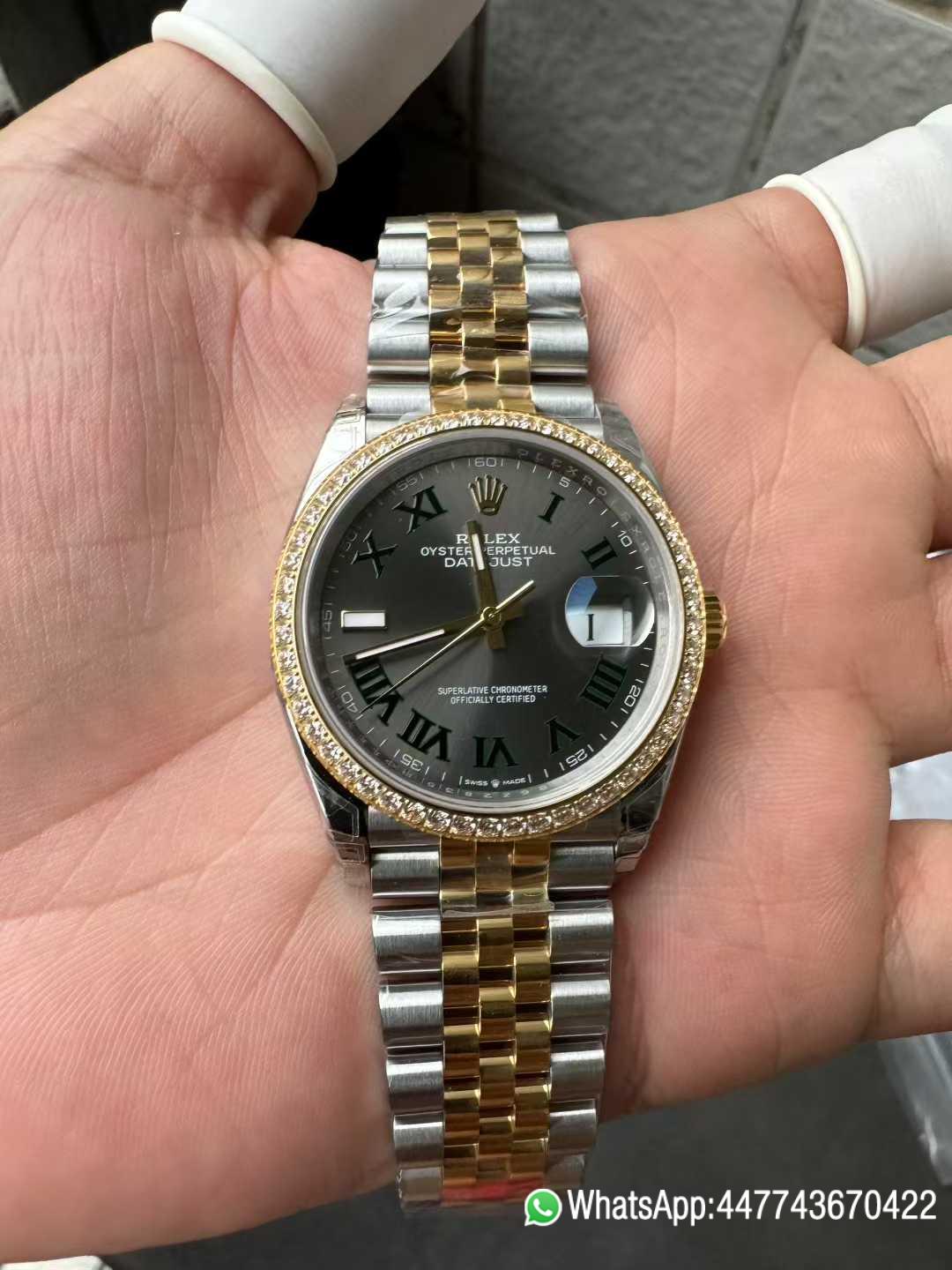 Super Clone DateJust 36 Wimbledon 126283RBR Slate Dial Roma Indexes 904L Steel Case Yellow Gold Two Tone Jubilee Bracelet DD3235 Movement 02 Super Clone DateJust 36 Wimbledon 126283RBR Slate Dial Roma Indexes 904L Steel Case Yellow Gold Two Tone Jubilee Bracelet DD3235 Movement 02