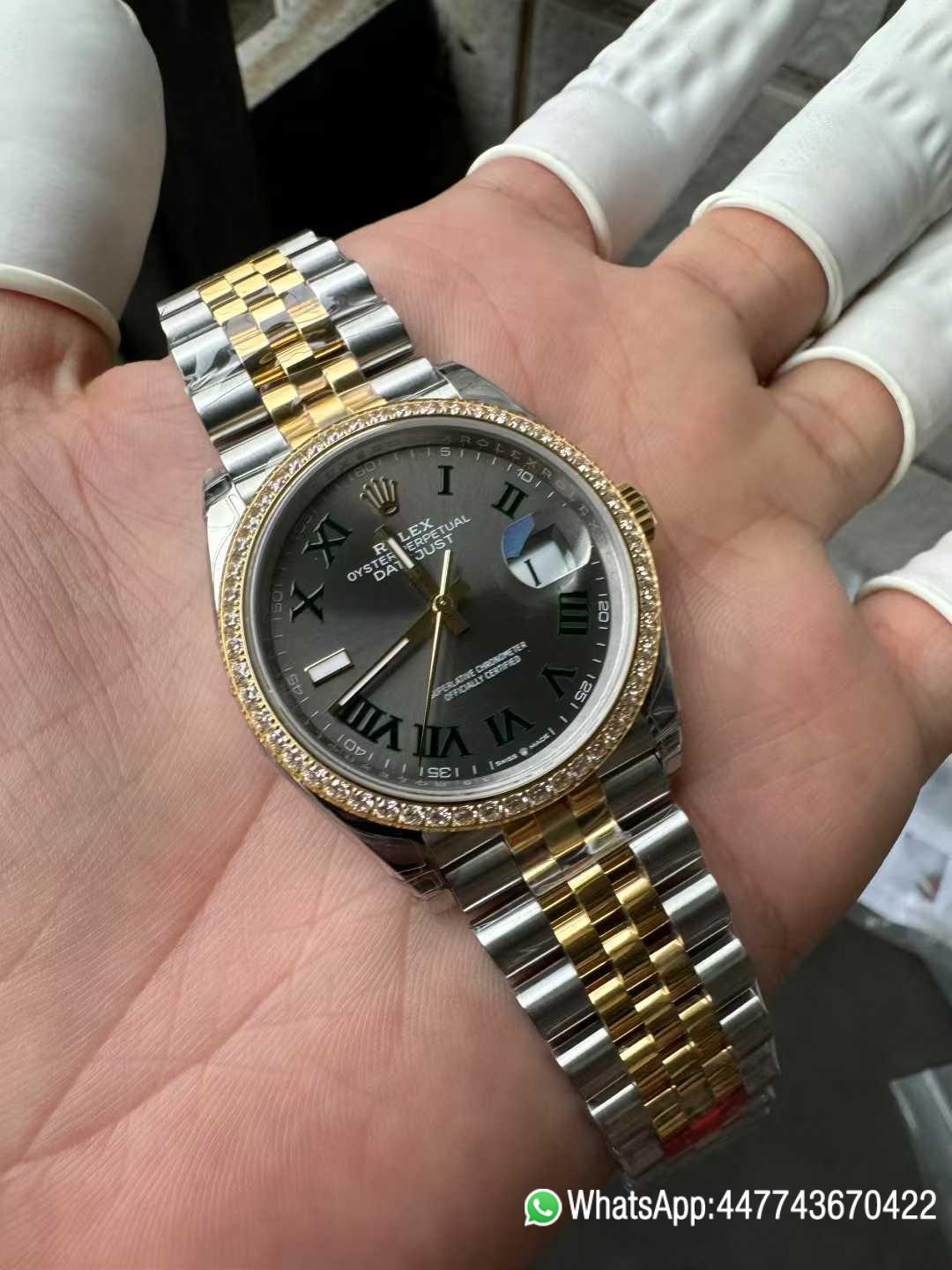 Super Clone DateJust 36 Wimbledon 126283RBR Slate Dial Roma Indexes 904L Steel Case Yellow Gold Two Tone Jubilee Bracelet DD3235 Movement 03 Super Clone DateJust 36 Wimbledon 126283RBR Slate Dial Roma Indexes 904L Steel Case Yellow Gold Two Tone Jubilee Bracelet DD3235 Movement 03