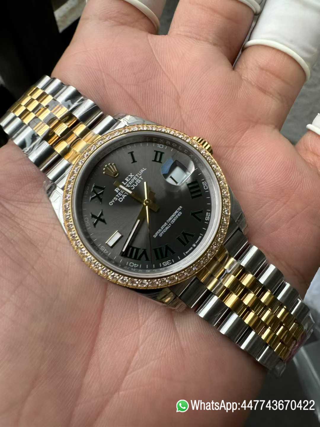 Super Clone DateJust 36 Wimbledon 126283RBR Slate Dial Roma Indexes 904L Steel Case Yellow Gold Two Tone Jubilee Bracelet DD3235 Movement 04 Super Clone DateJust 36 Wimbledon 126283RBR Slate Dial Roma Indexes 904L Steel Case Yellow Gold Two Tone Jubilee Bracelet DD3235 Movement 04