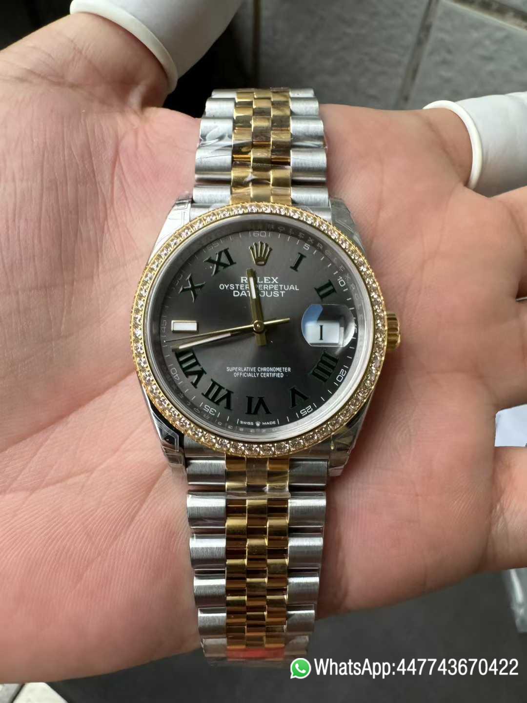 Super Clone DateJust 36 Wimbledon 126283RBR Slate Dial Roma Indexes 904L Steel Case Yellow Gold Two Tone Jubilee Bracelet DD3235 Movement 05 Super Clone DateJust 36 Wimbledon 126283RBR Slate Dial Roma Indexes 904L Steel Case Yellow Gold Two Tone Jubilee Bracelet DD3235 Movement 05