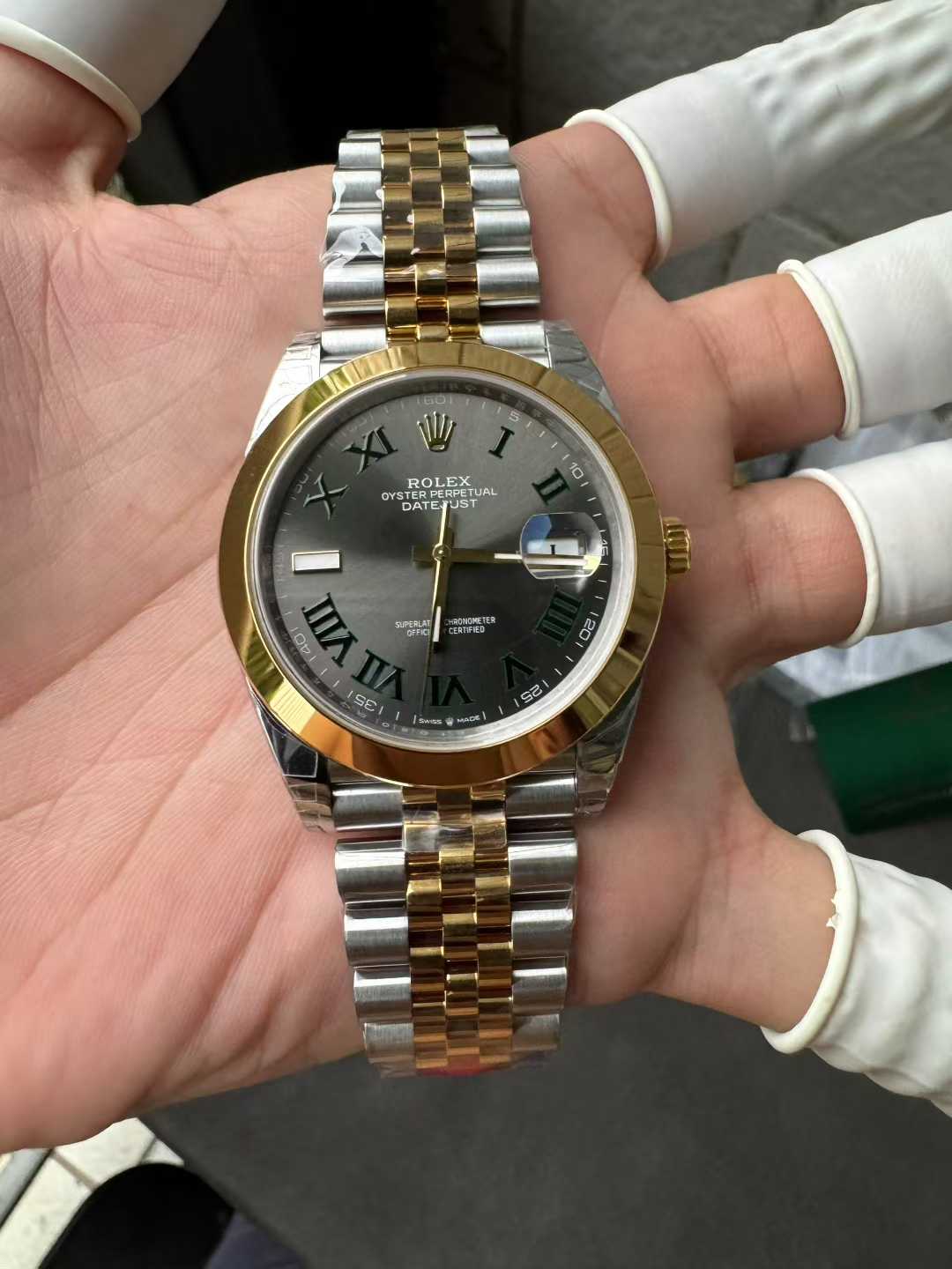 Victory Factory DateJust 41 126303 Wimbledon Slate Dial with Roma Indexes Yellow Gold Smooth Bezel Two Tone Jubilee Bracelet DD 3235 Movement 04 Clean Factory DateJust 41 126303 Wimbledon Slate Dial with Roma Indexes Yellow Gold Smooth Bezel Two Tone Jubilee Bracelet DD 3235 Movement 04