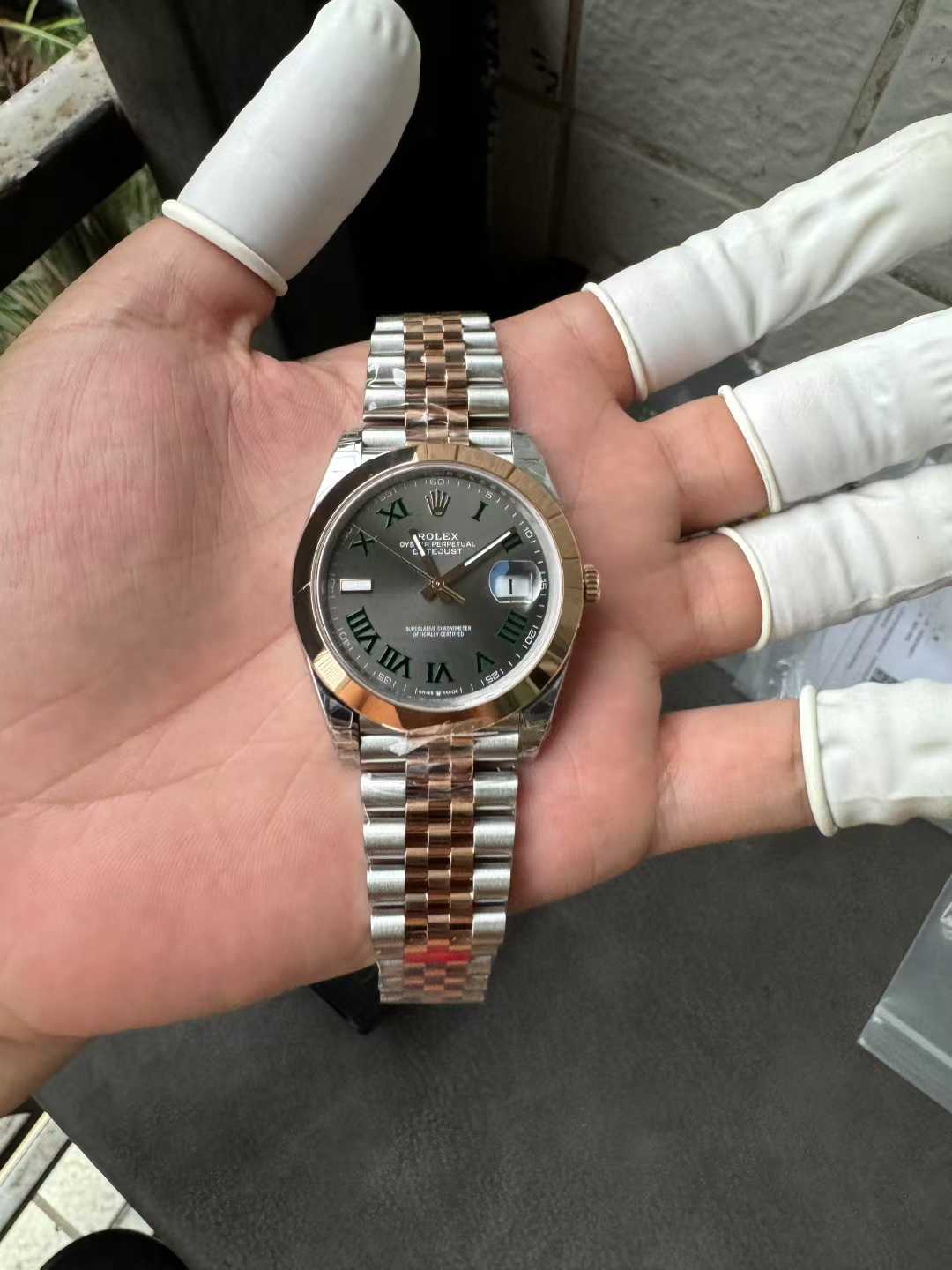 Victory Factory DateJust 41 126331 Wimbledon Slate Dial with Roma Indexes Rose Gold Smooth Bezel Two Tone Jubilee Bracelet DD 3235 Movement 00 Clean Factory DateJust 41 126331 Wimbledon Slate Dial with Roma Indexes Rose Gold Smooth Bezel Two Tone Jubilee Bracelet DD 3235 Movement 00