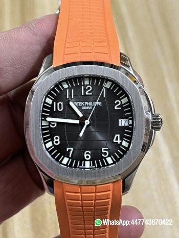Super Clone Aquanaut 5167A SS ZF Best Edition Gray Dial on Orange Rubber Strap 00