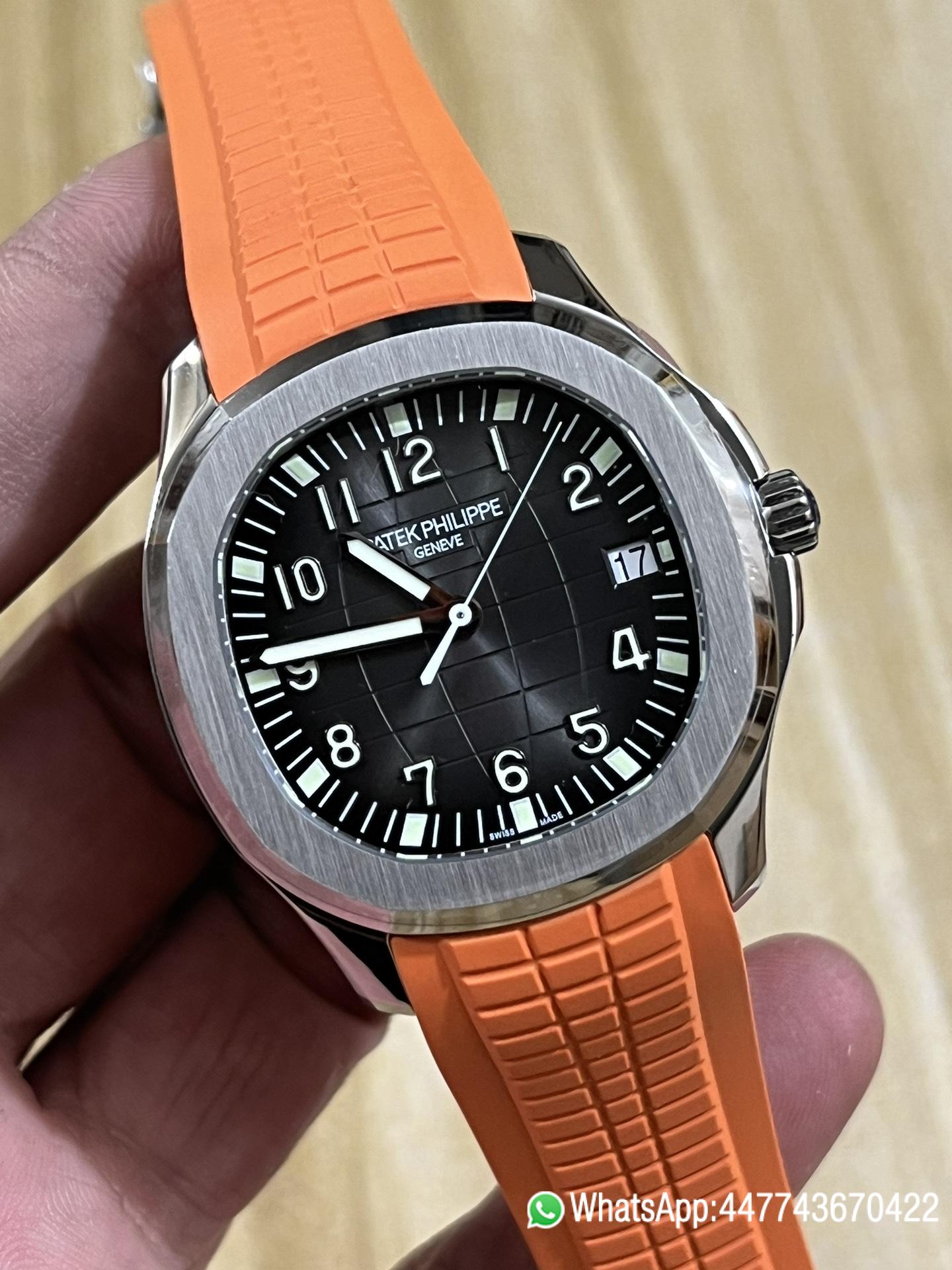 Super Clone Aquanaut 5167A SS ZF Best Edition Gray Dial on Orange Rubber Strap 01 Super Clone Aquanaut 5167A SS ZF Best Edition Gray Dial on Orange Rubber Strap 01