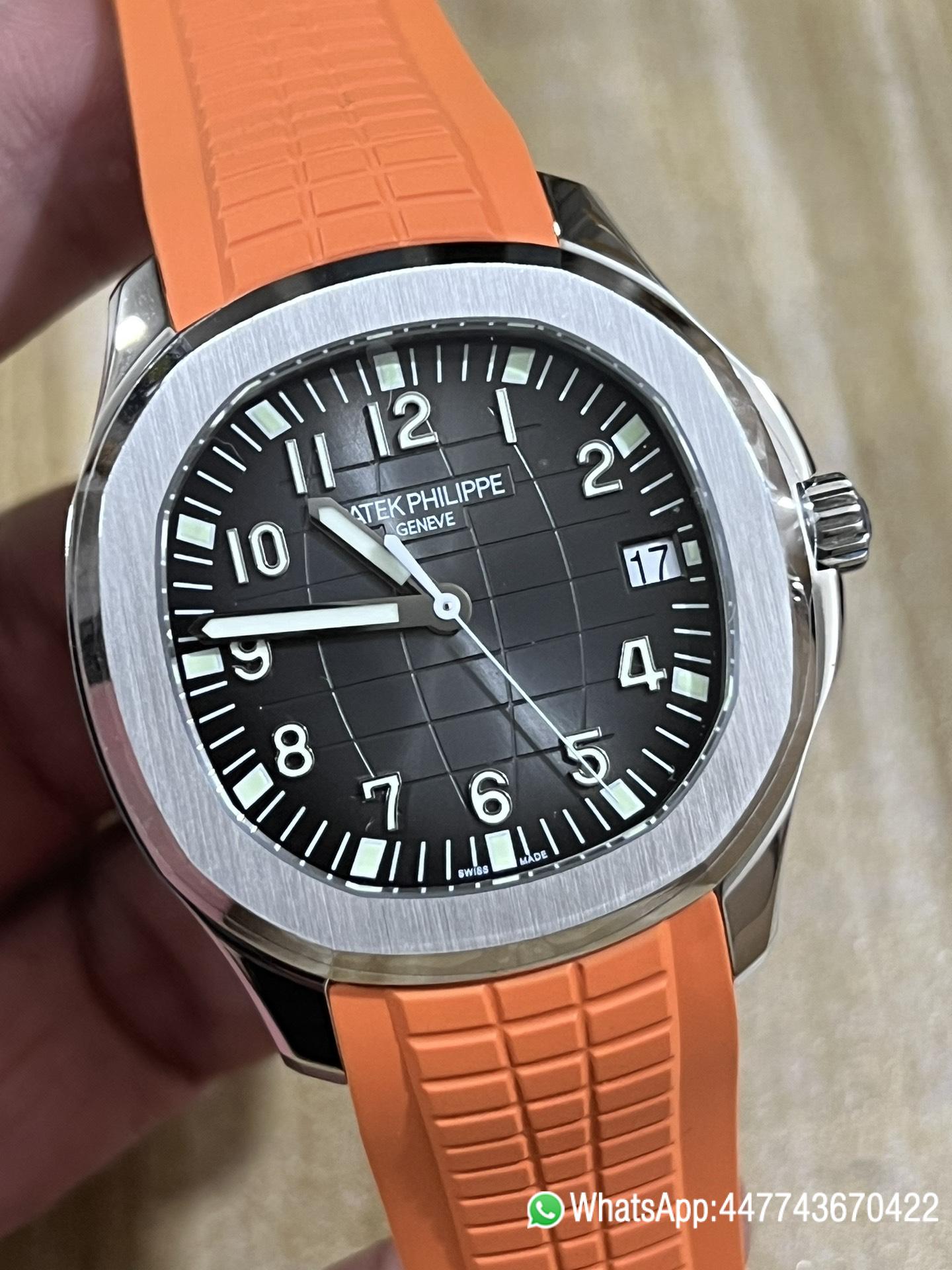 Super Clone Aquanaut 5167A SS ZF Best Edition Gray Dial on Orange Rubber Strap 03 Super Clone Aquanaut 5167A SS ZF Best Edition Gray Dial on Orange Rubber Strap 03