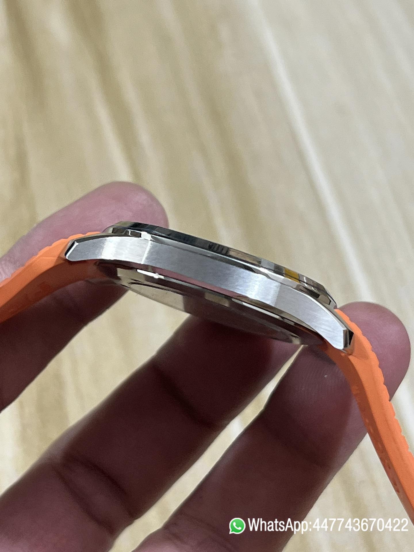 Super Clone Aquanaut 5167A SS ZF Best Edition Gray Dial on Orange Rubber Strap 05 Super Clone Aquanaut 5167A SS ZF Best Edition Gray Dial on Orange Rubber Strap 05