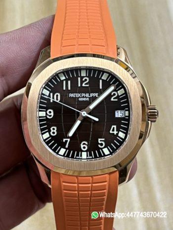 Super Clone Aquanaut 5167R RG 3KF Best Edition Brown Dial on Orange Rubber Strap A324 Super Clone V20 0
