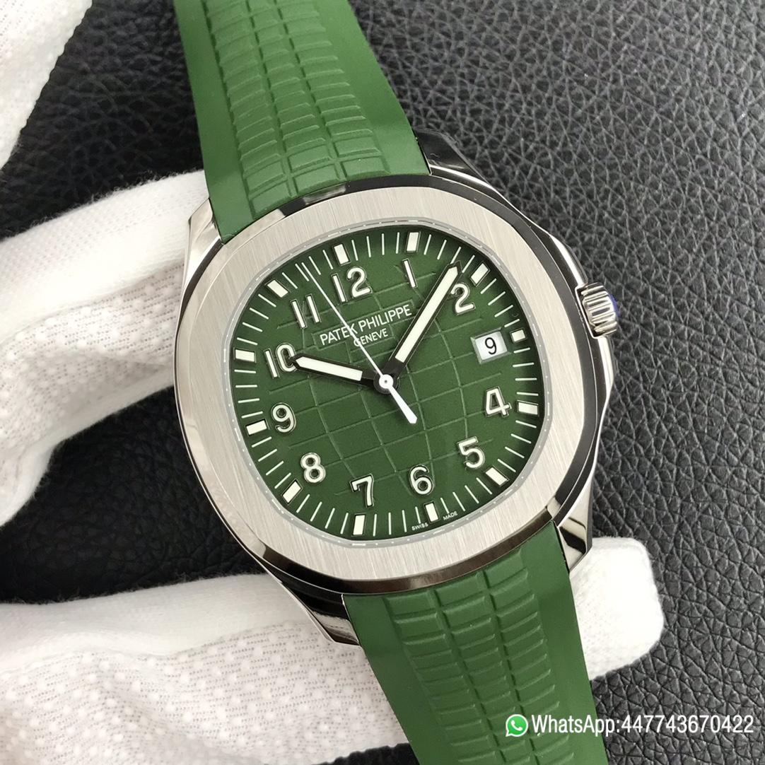 Super Clone Aquanaut 5168G 42mm SS VF Best Edition Green Dial on Green Rubber Strap DD324 01 Super Clone Aquanaut 5168G 42mm SS VF Best Edition Green Dial on Green Rubber Strap DD324 01