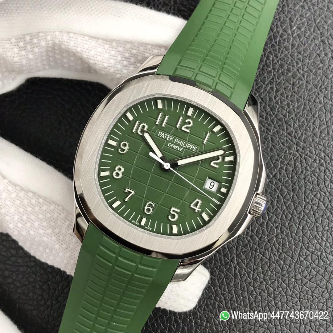 Super Clone Aquanaut 5168G 42mm SS VF Best Edition Green Dial on Green Rubber Strap DD324 02 Super Clone Aquanaut 5168G 42mm SS VF Best Edition Green Dial on Green Rubber Strap DD324 02