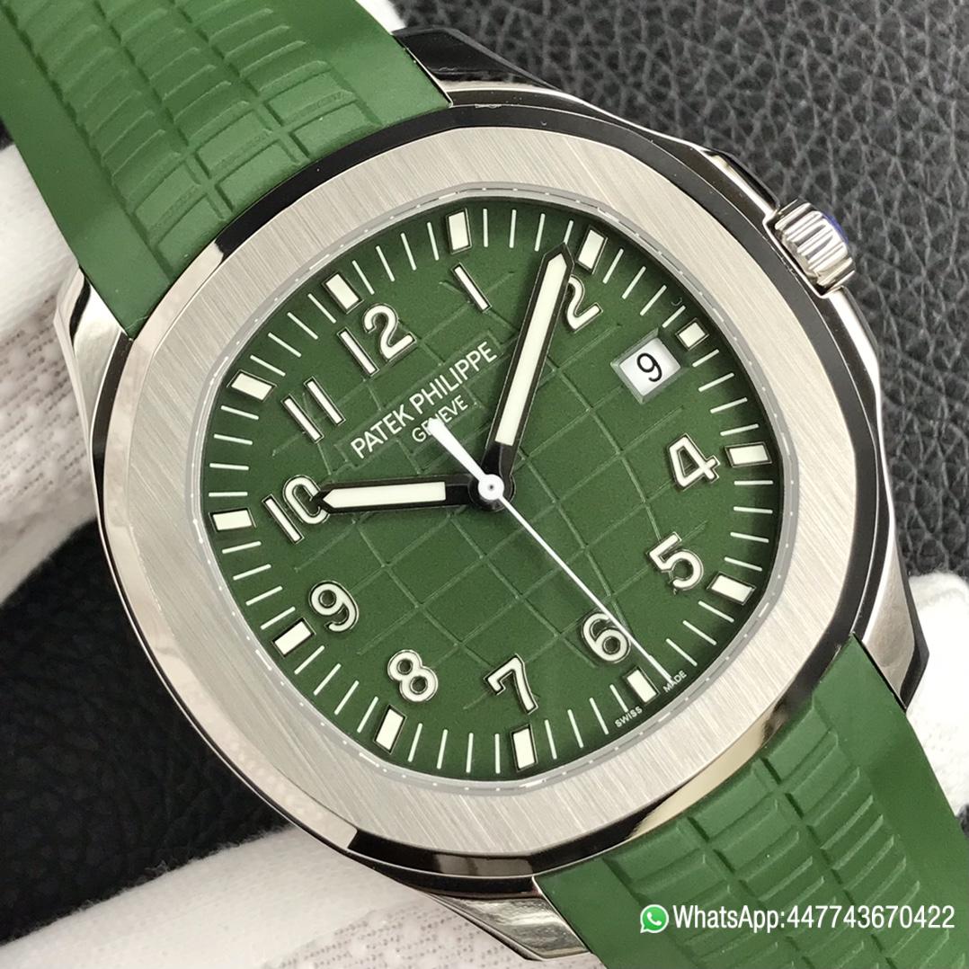Super Clone Aquanaut 5168G 42mm SS VF Best Edition Green Dial on Green Rubber Strap DD324 03 Super Clone Aquanaut 5168G 42mm SS VF Best Edition Green Dial on Green Rubber Strap DD324 03