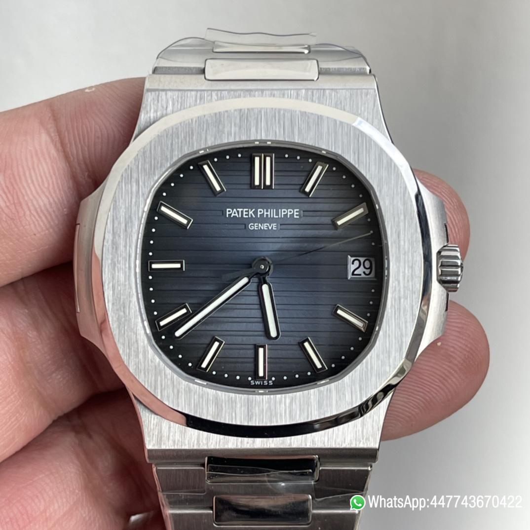 Super Clone Nautilus 57111A 3KF Best Edition Blue Textured Dial on SS Bracelet A324 01