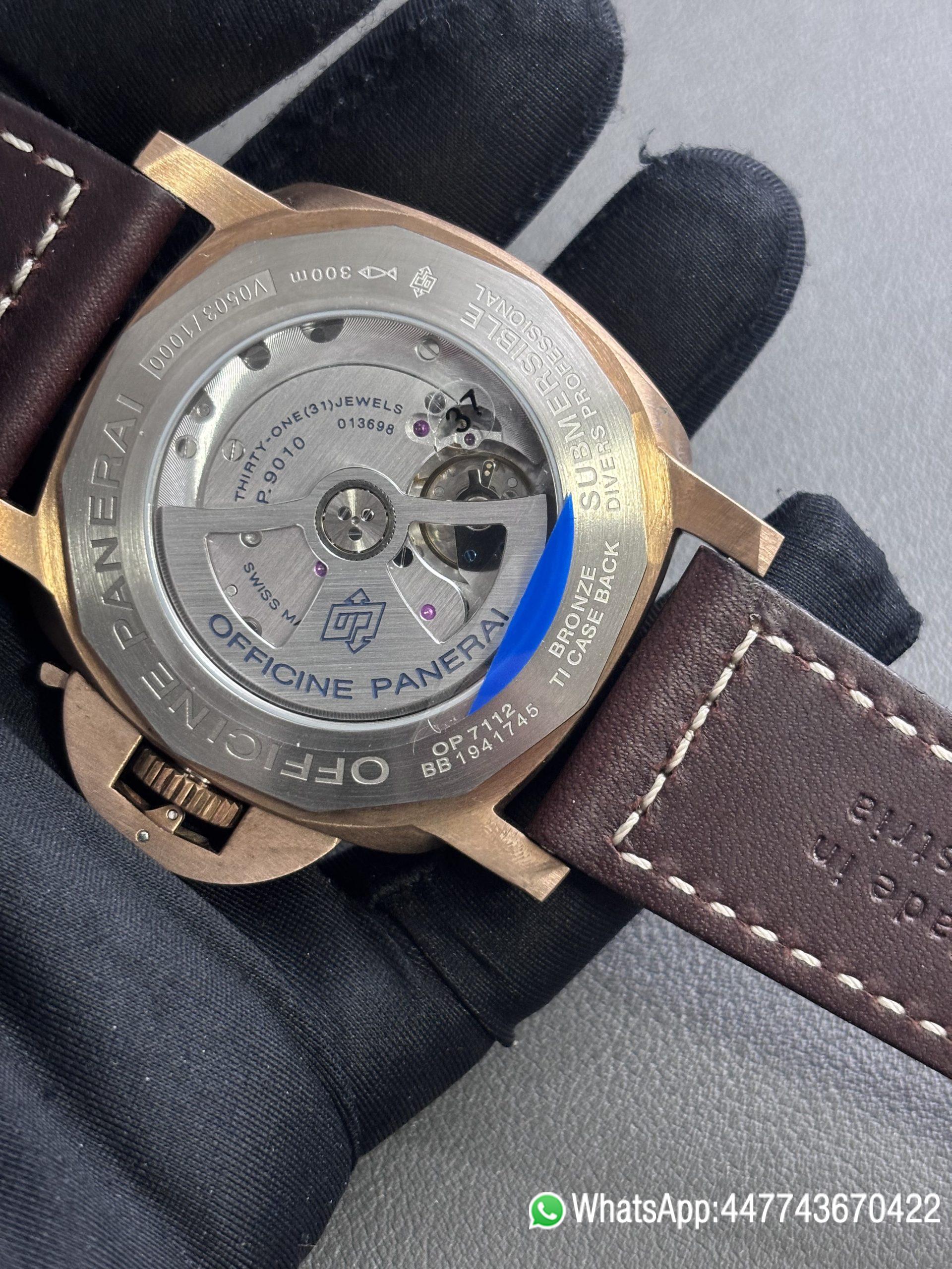 Super Clone Panerai Submersible Bronzo PAM00968 47mm Bronze case Bronze one way rotating dive bezel black ceramic bezel opening P 9010 Super Clone Automatic Movement 09 Super Clone Panerai Submersible Bronzo PAM00968 47mm Bronze case Bronze one way rotating dive bezel black ceramic bezel opening P 9010 Super Clone Automatic Movement 09